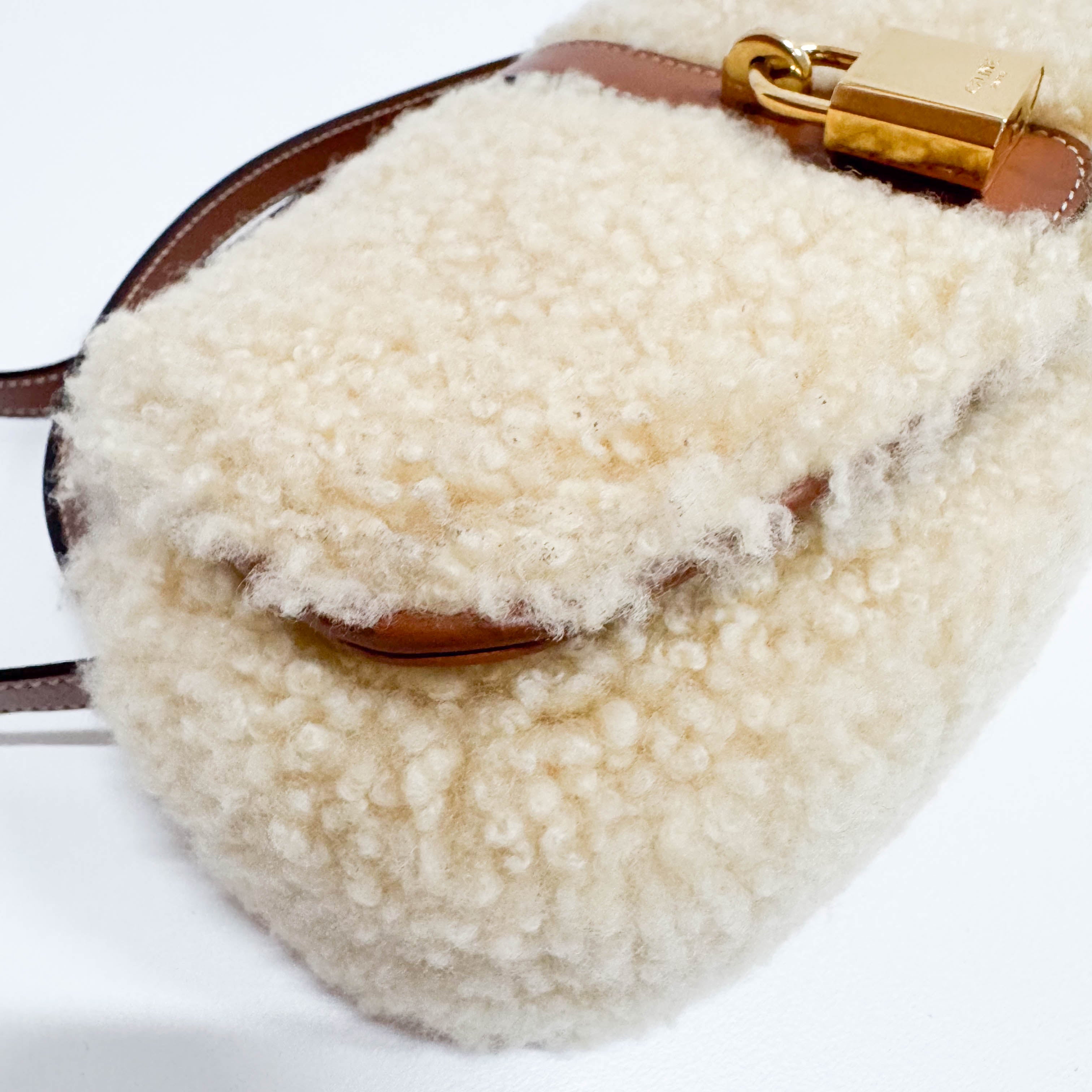 Tabou Beige Clutch On Strap In Shearling And Calfskin