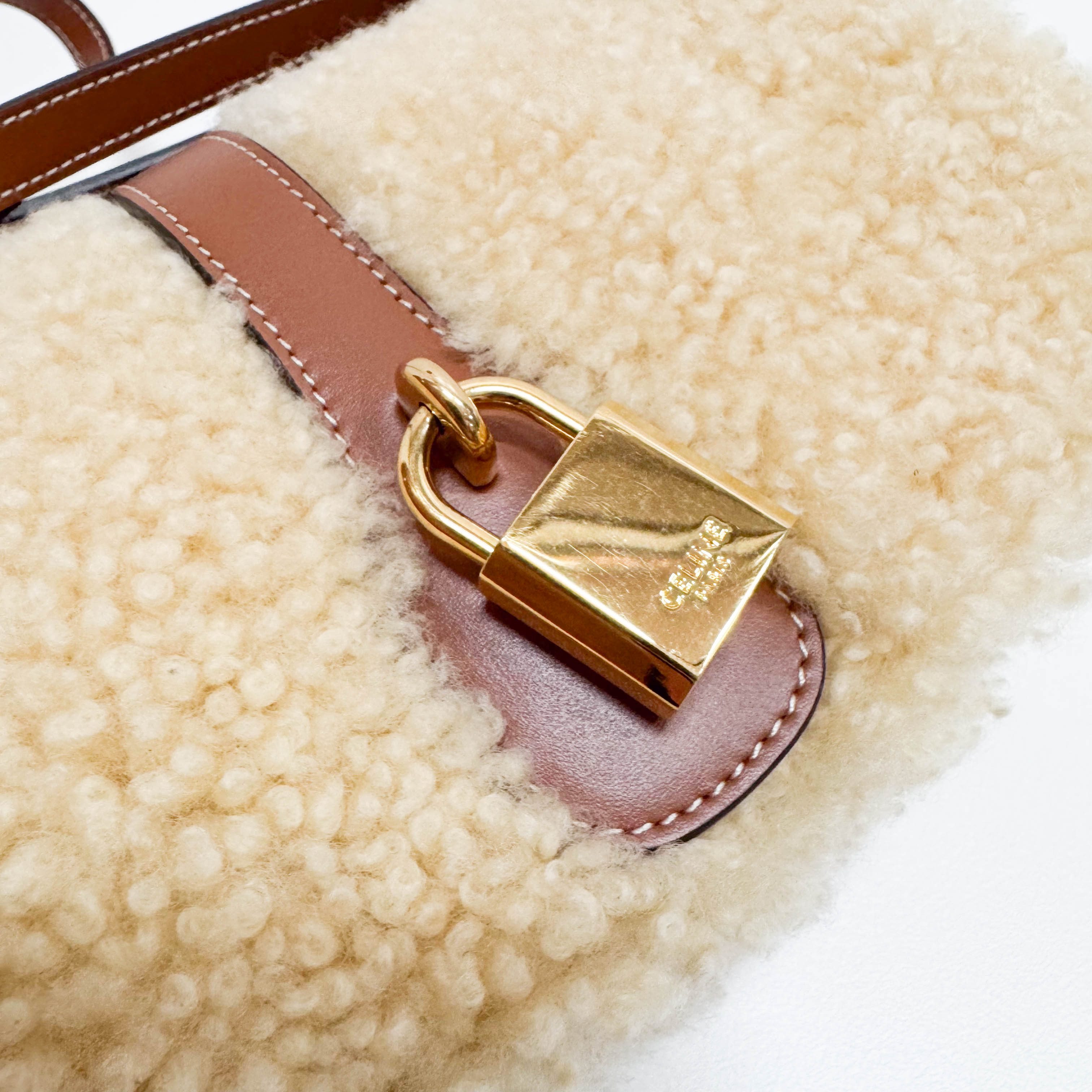Tabou Beige Clutch On Strap In Shearling And Calfskin