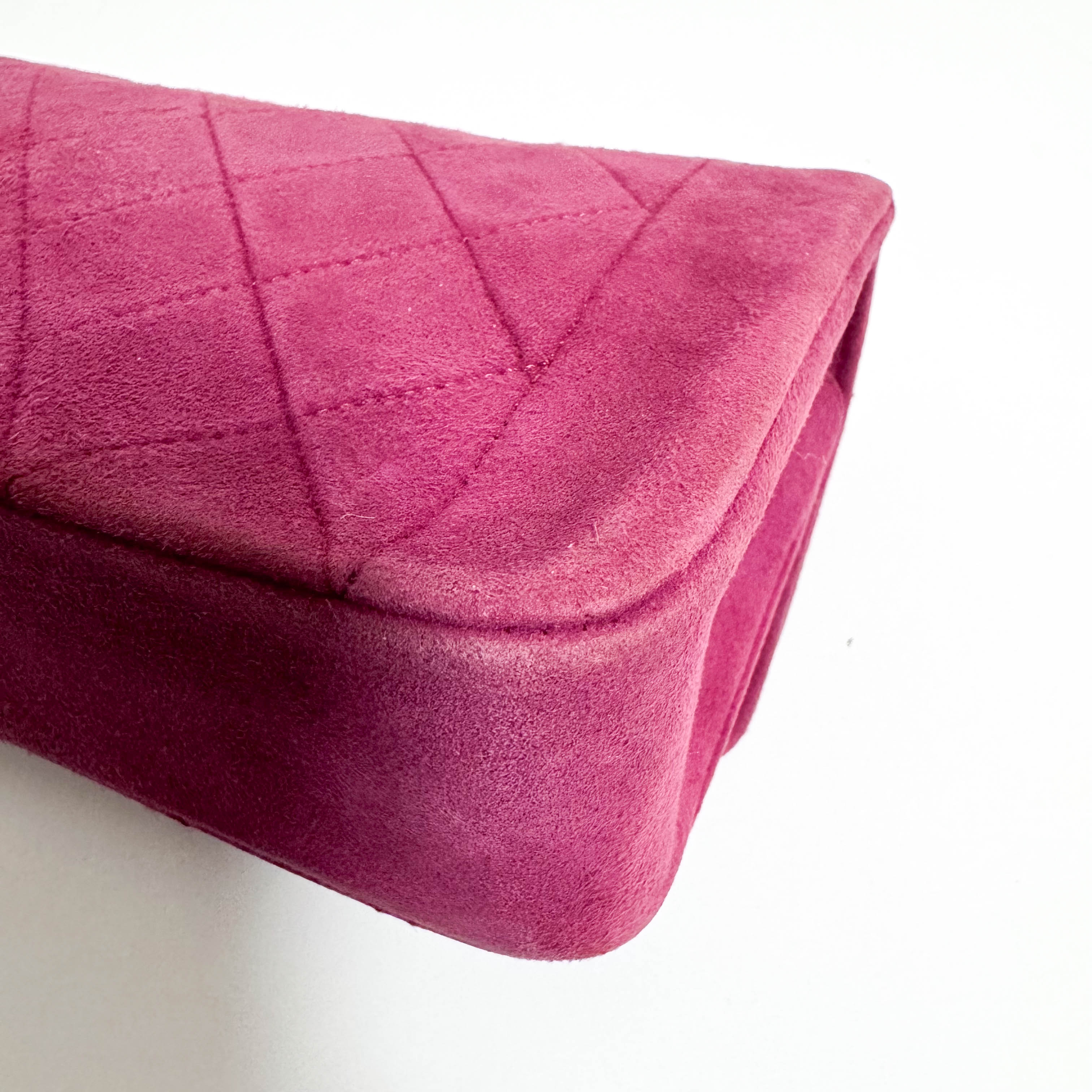 Diana Purple Suede Quilted Single Flap Bijoux Chain Shoulder Bag