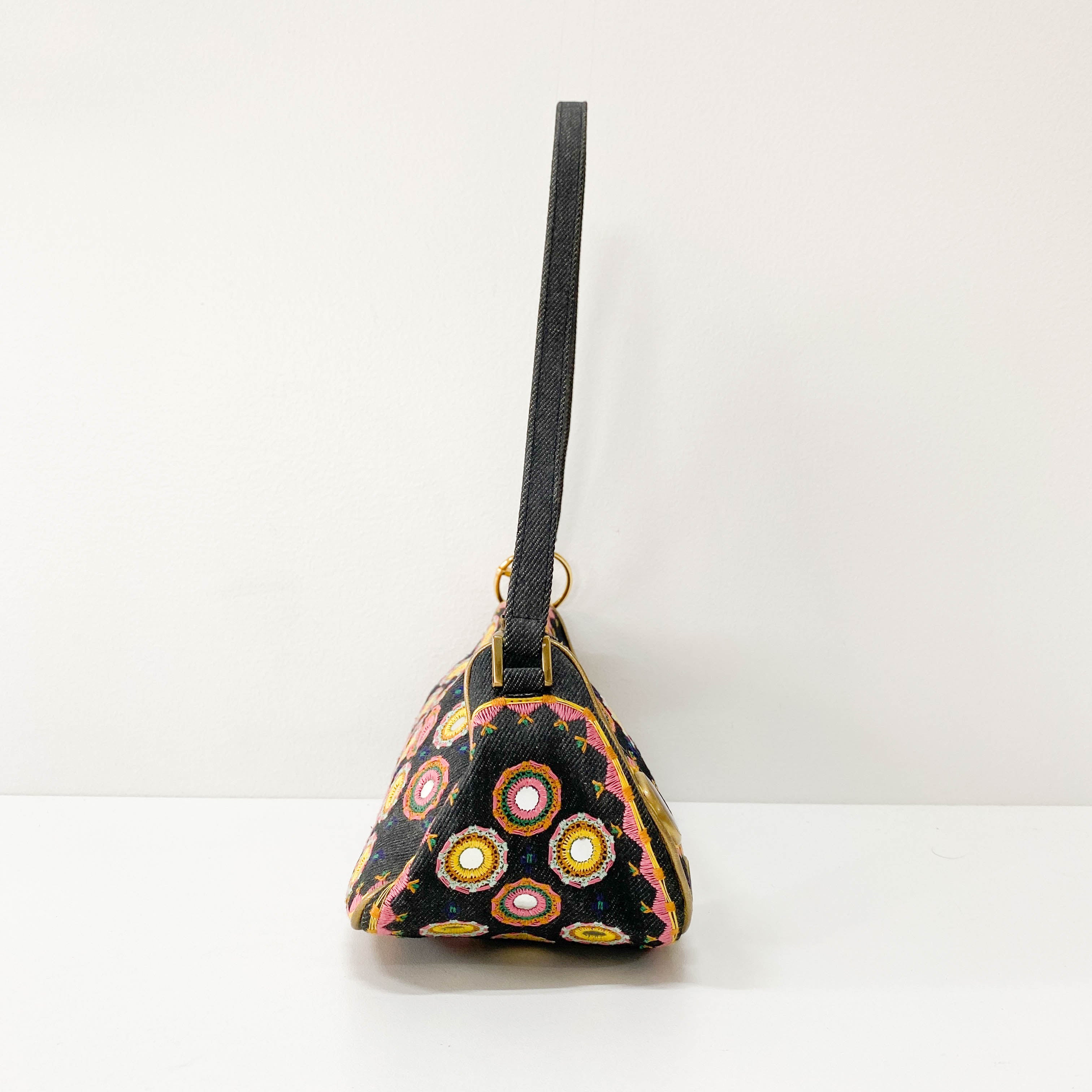 Denim Embroidered Cadillac Shoulder Bag