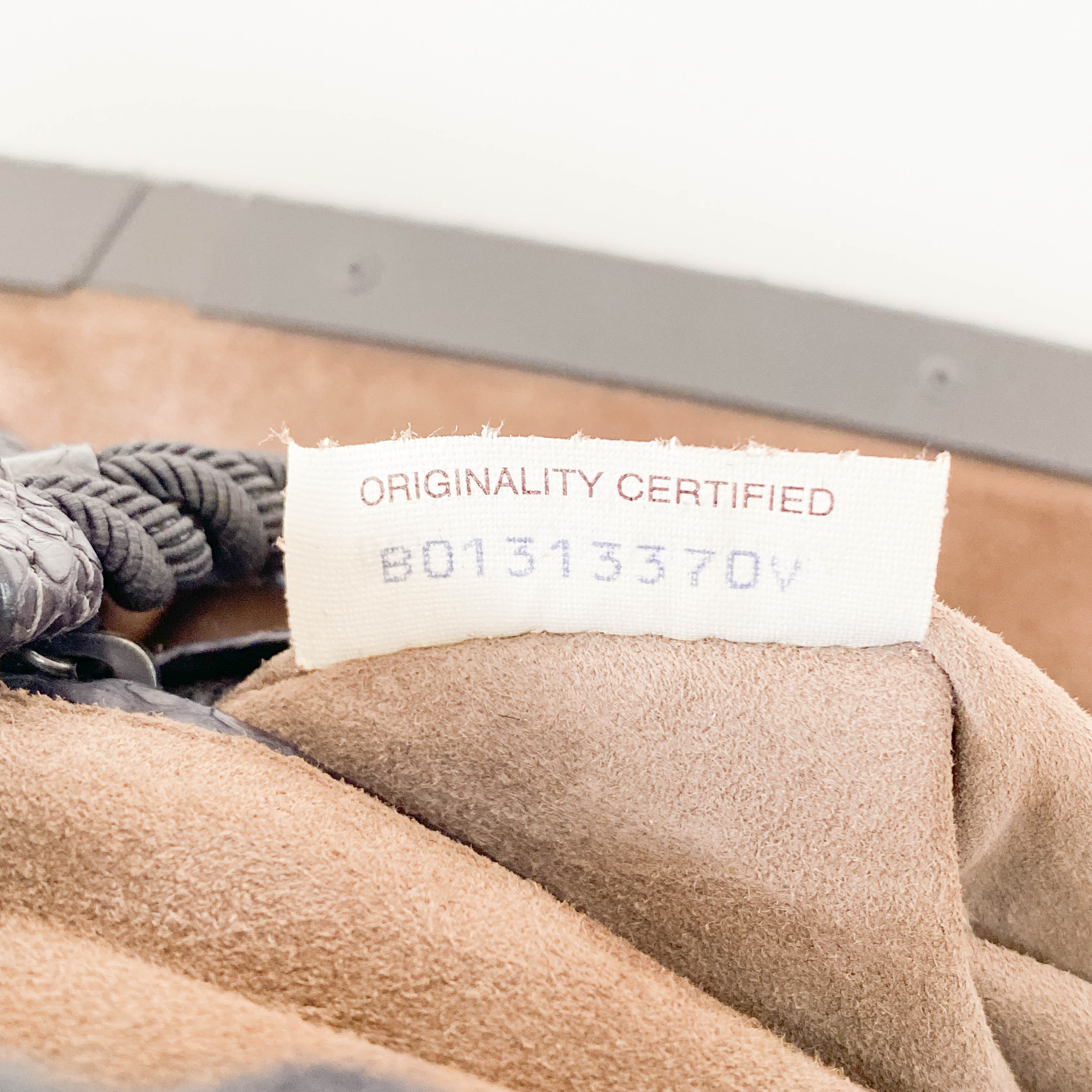 Brown Python Embossed Intrecciato Clasp Bag