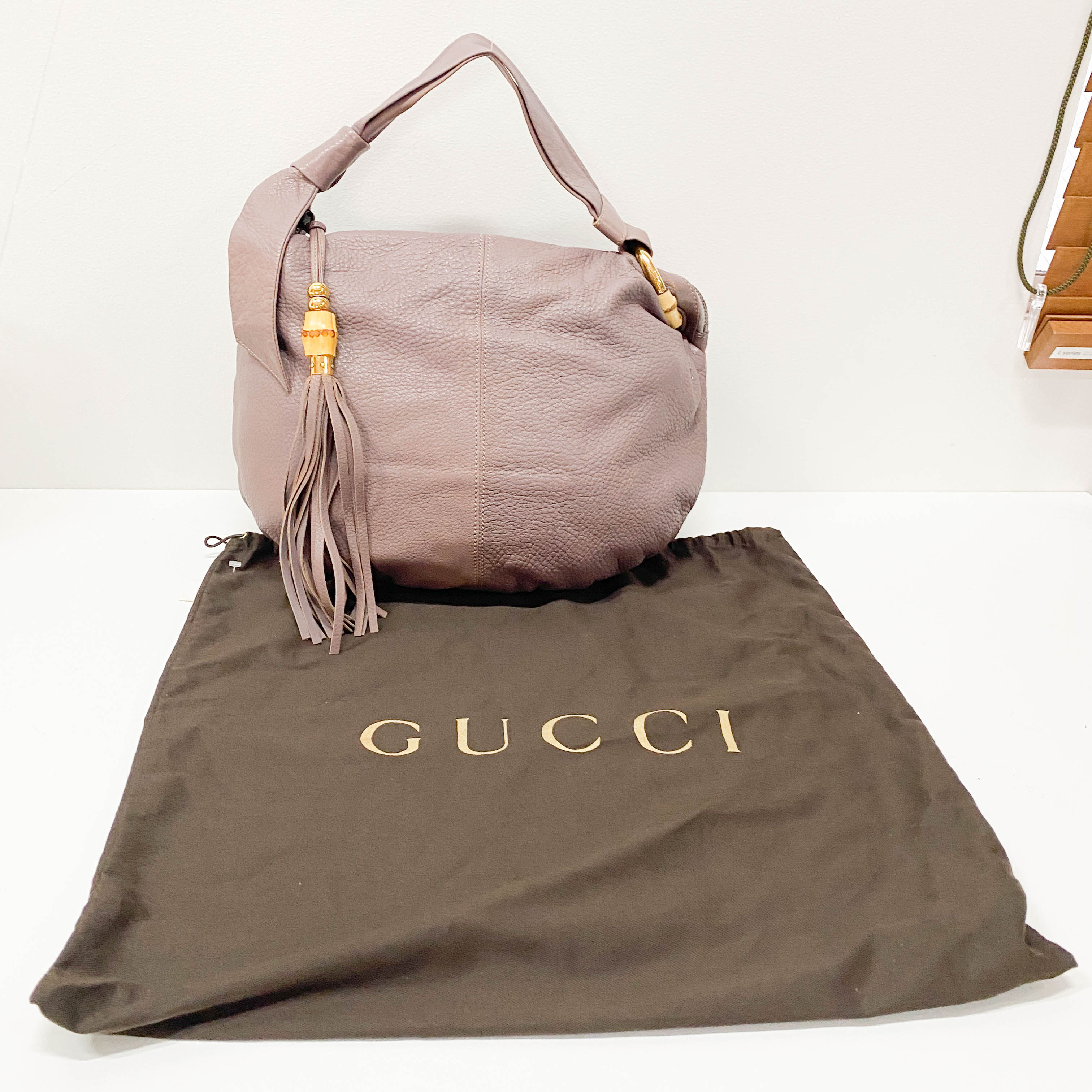 Bamboo Fringe Purple Leather Shoulder Bag