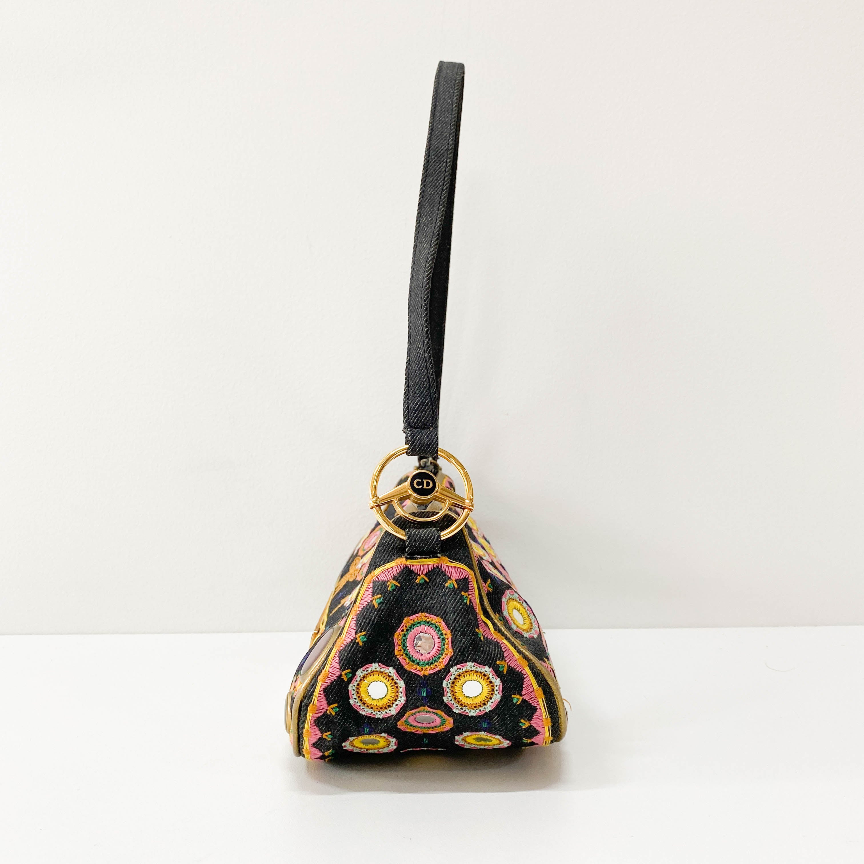 Denim Embroidered Cadillac Shoulder Bag