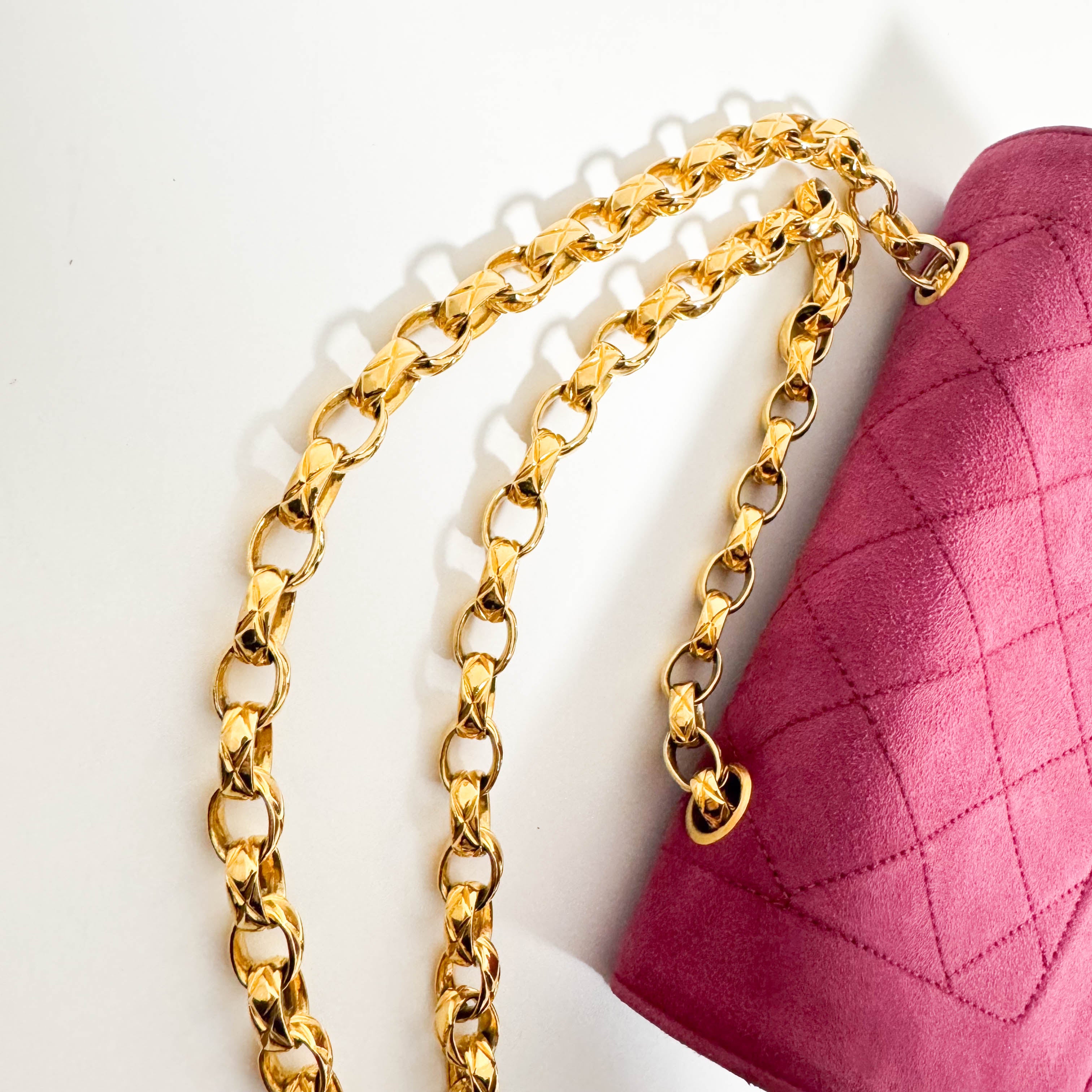 Diana Purple Suede Quilted Single Flap Bijoux Chain Shoulder Bag