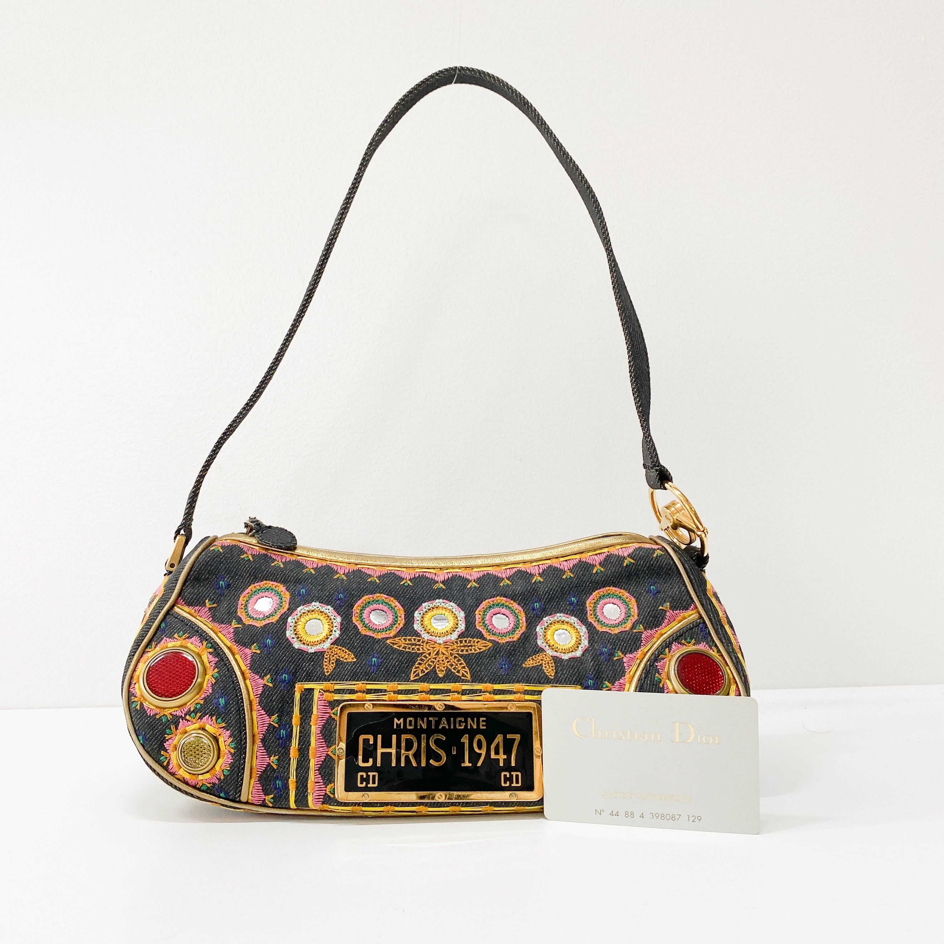 Denim Embroidered Cadillac Shoulder Bag