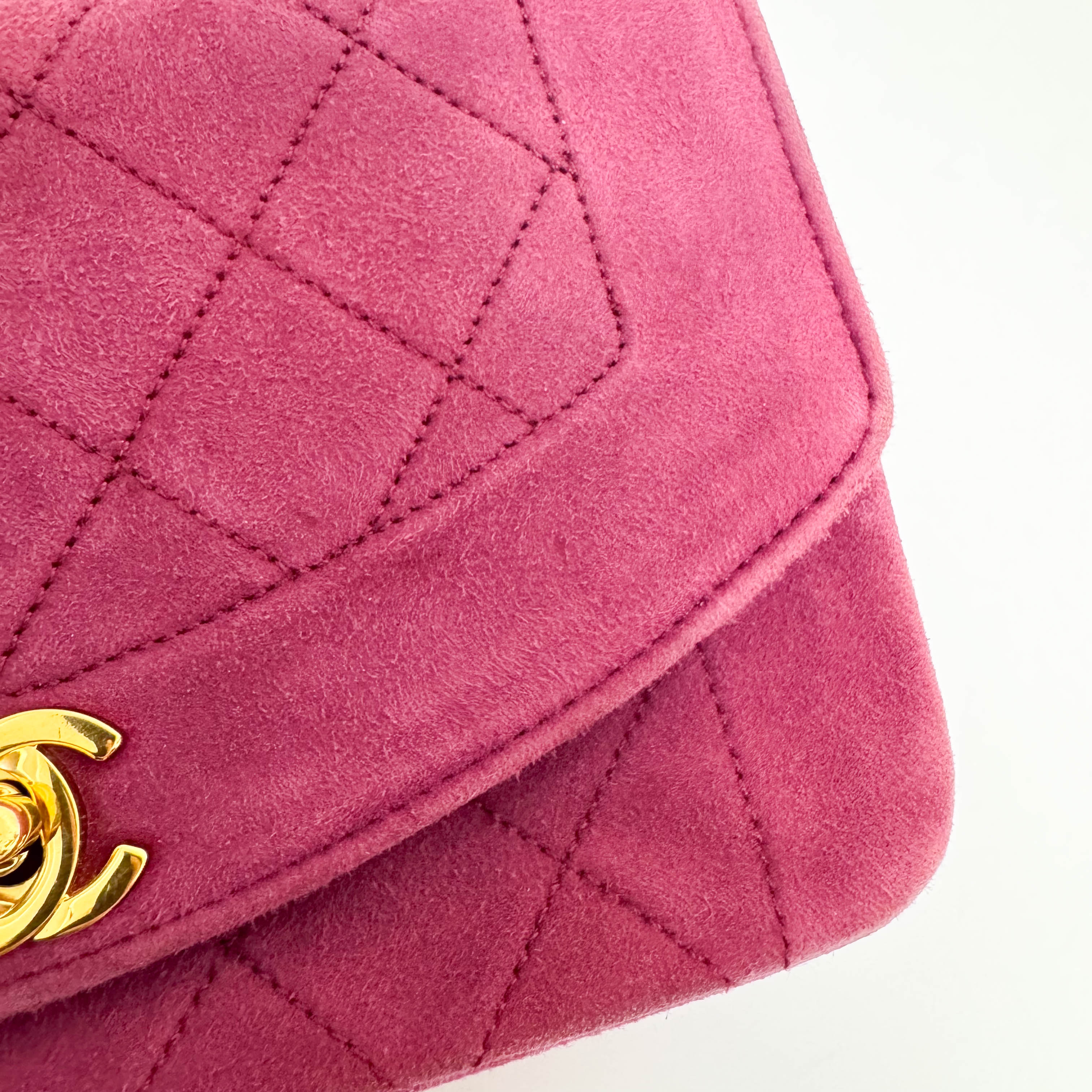 Diana Purple Suede Quilted Single Flap Bijoux Chain Shoulder Bag