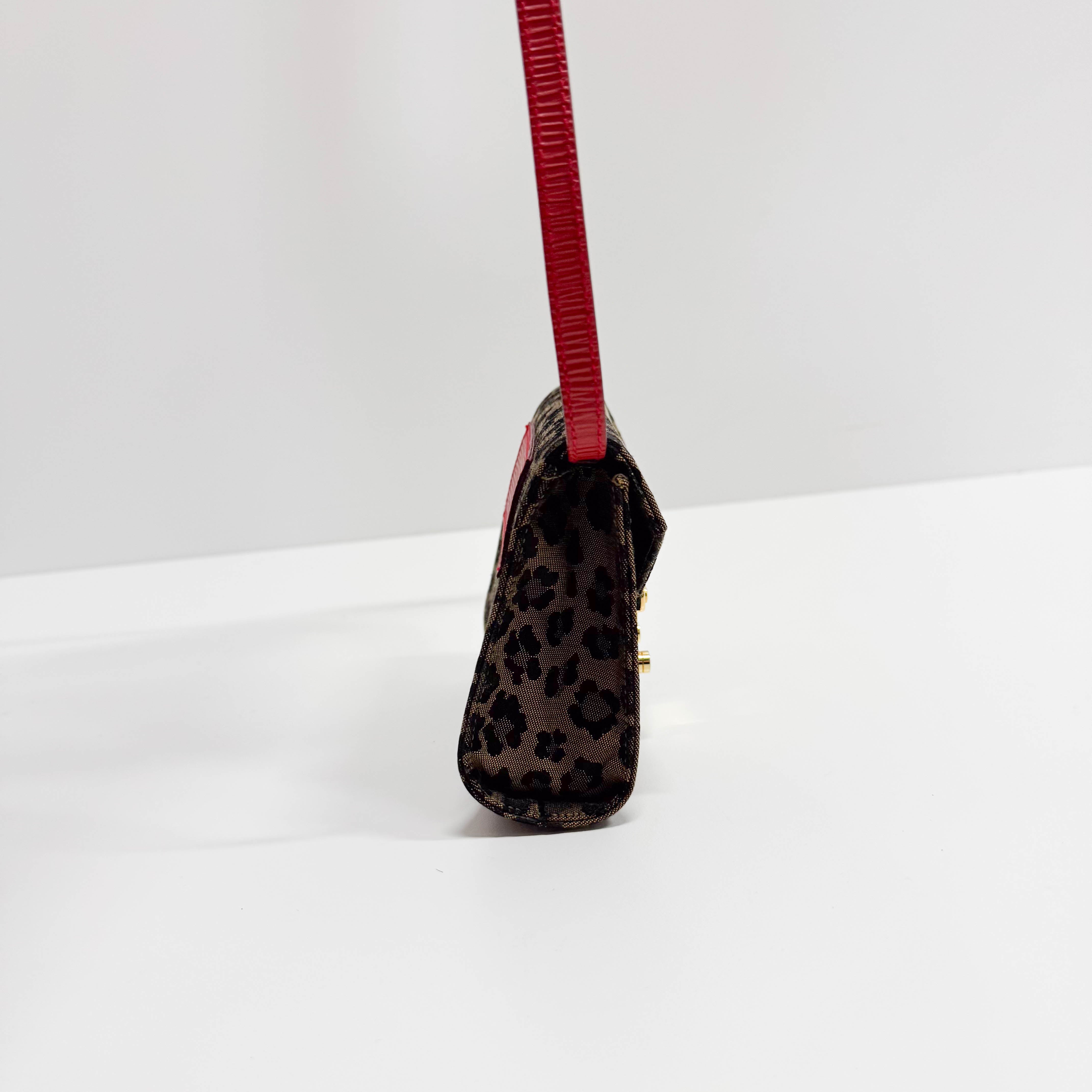 Brown Jaguar Print Canvas Mini Shoulder Bag