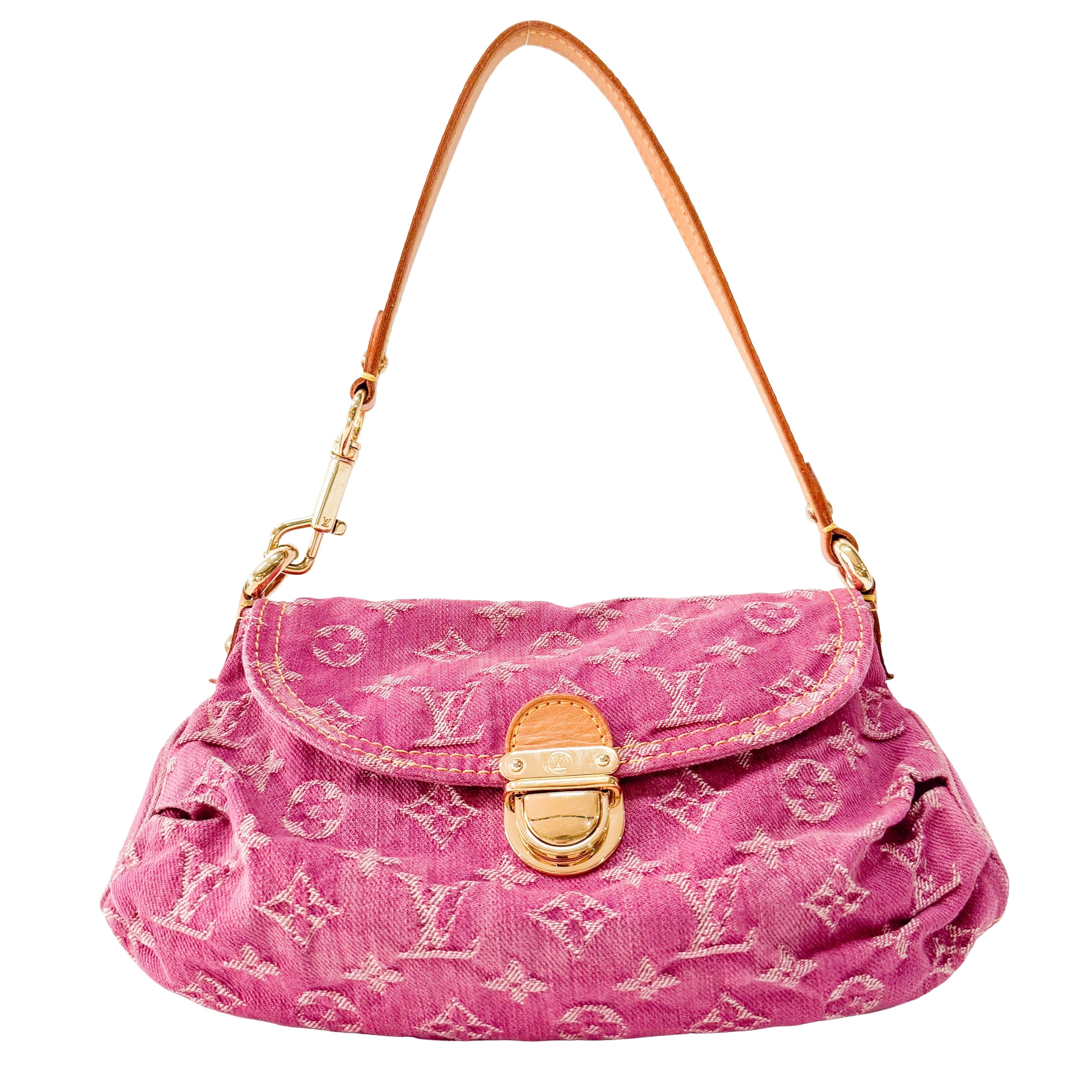 Mini Pleaty Pink Denim Shoulder Bag