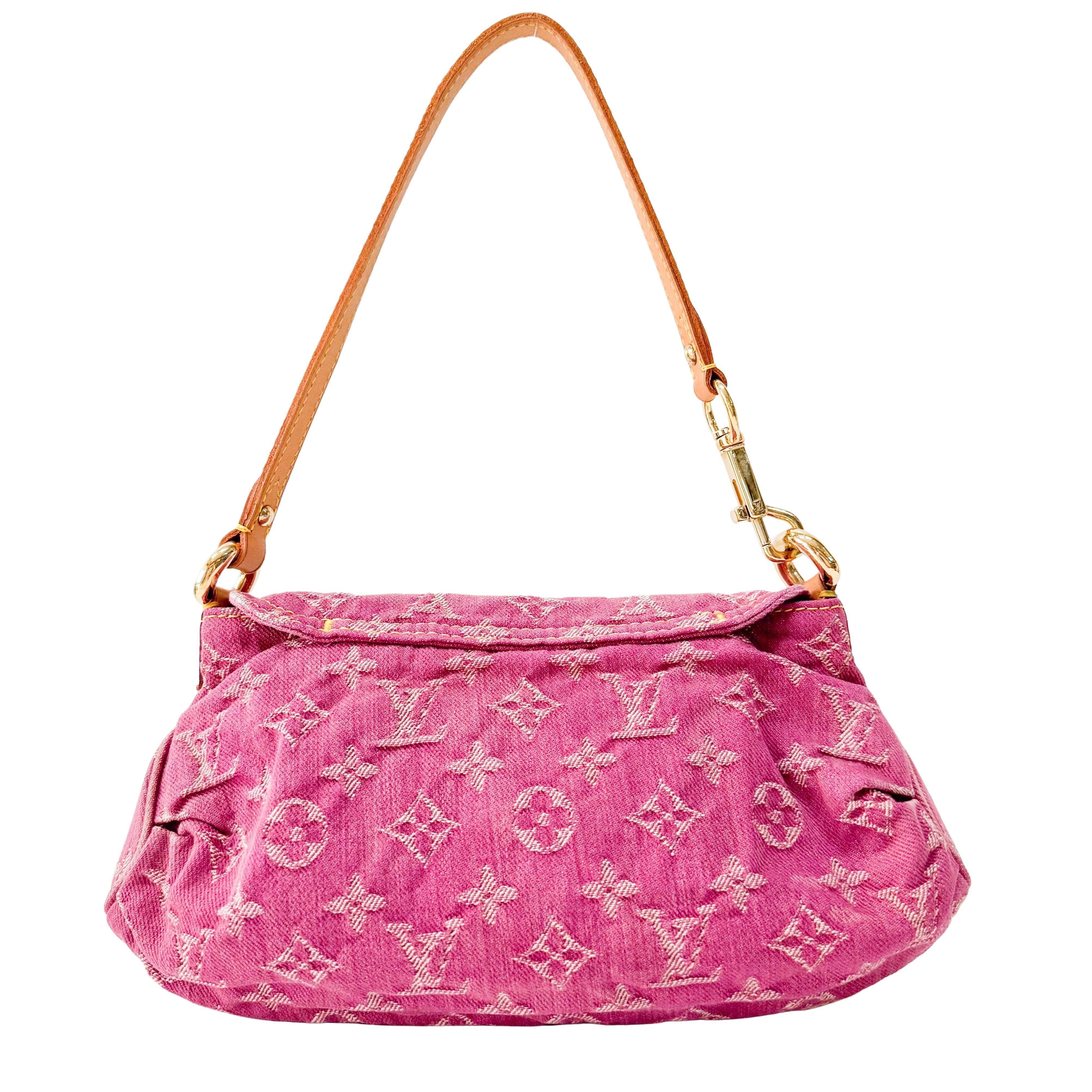 Mini Pleaty Pink Denim Shoulder Bag