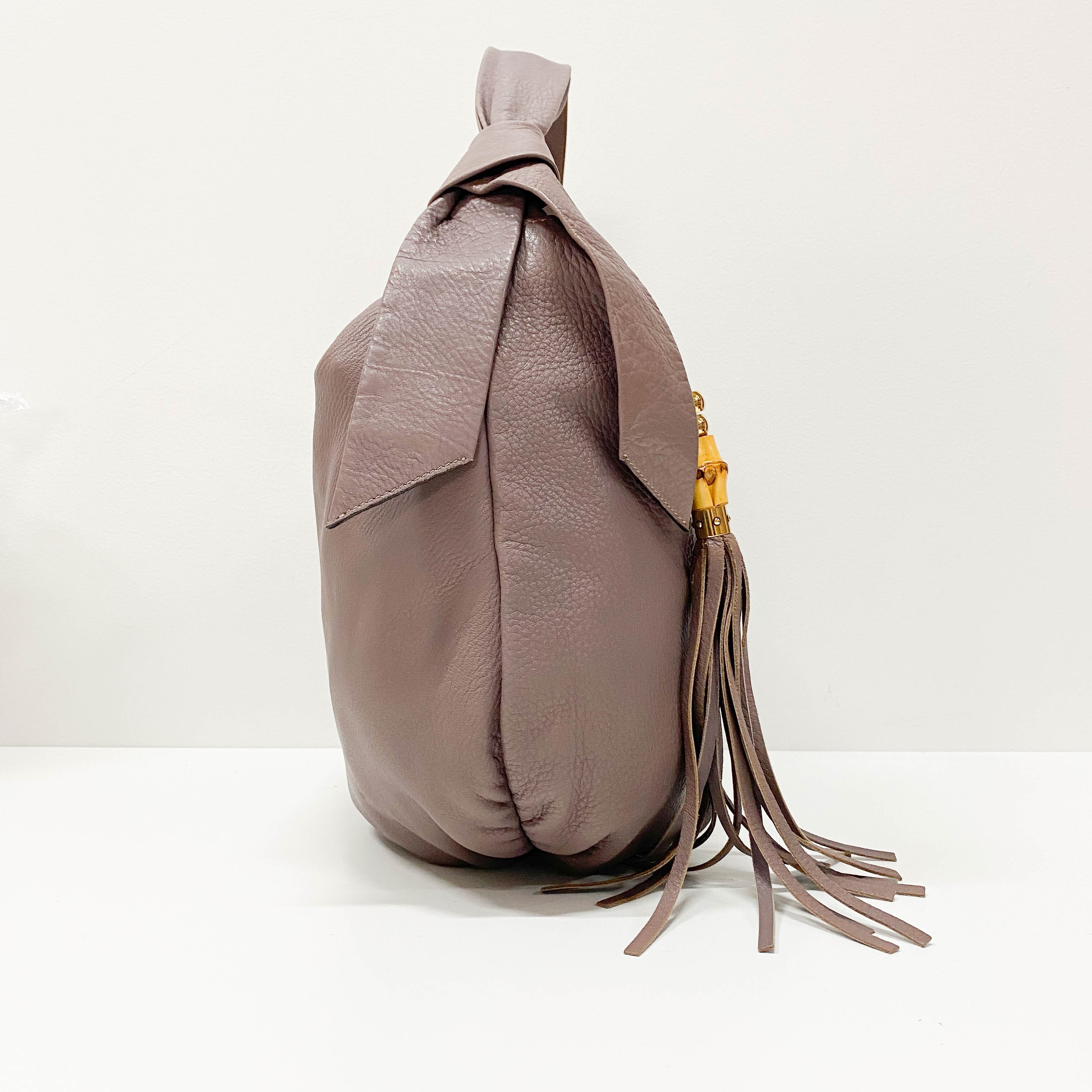 Bamboo Fringe Purple Leather Shoulder Bag