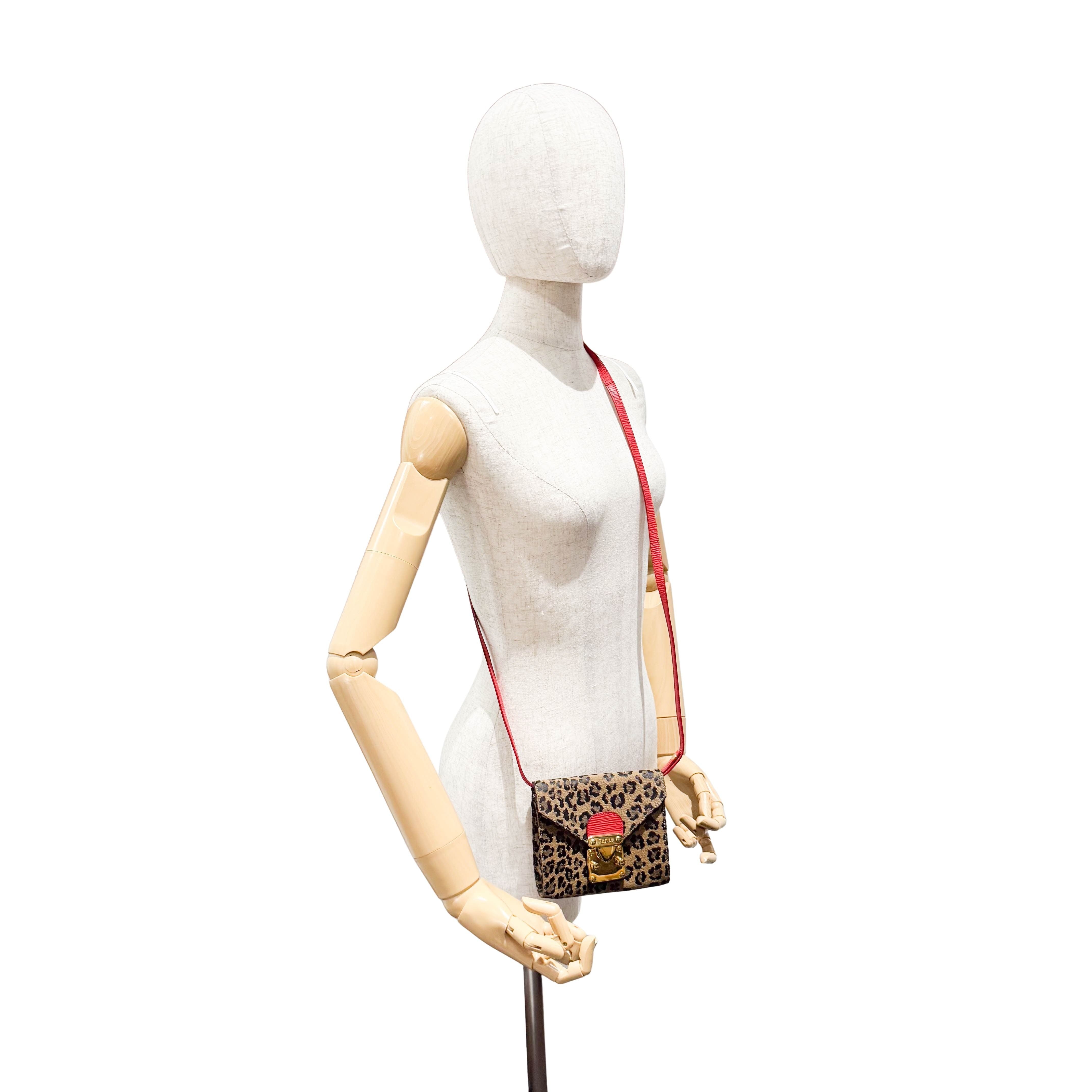 Brown Jaguar Print Canvas Mini Shoulder Bag