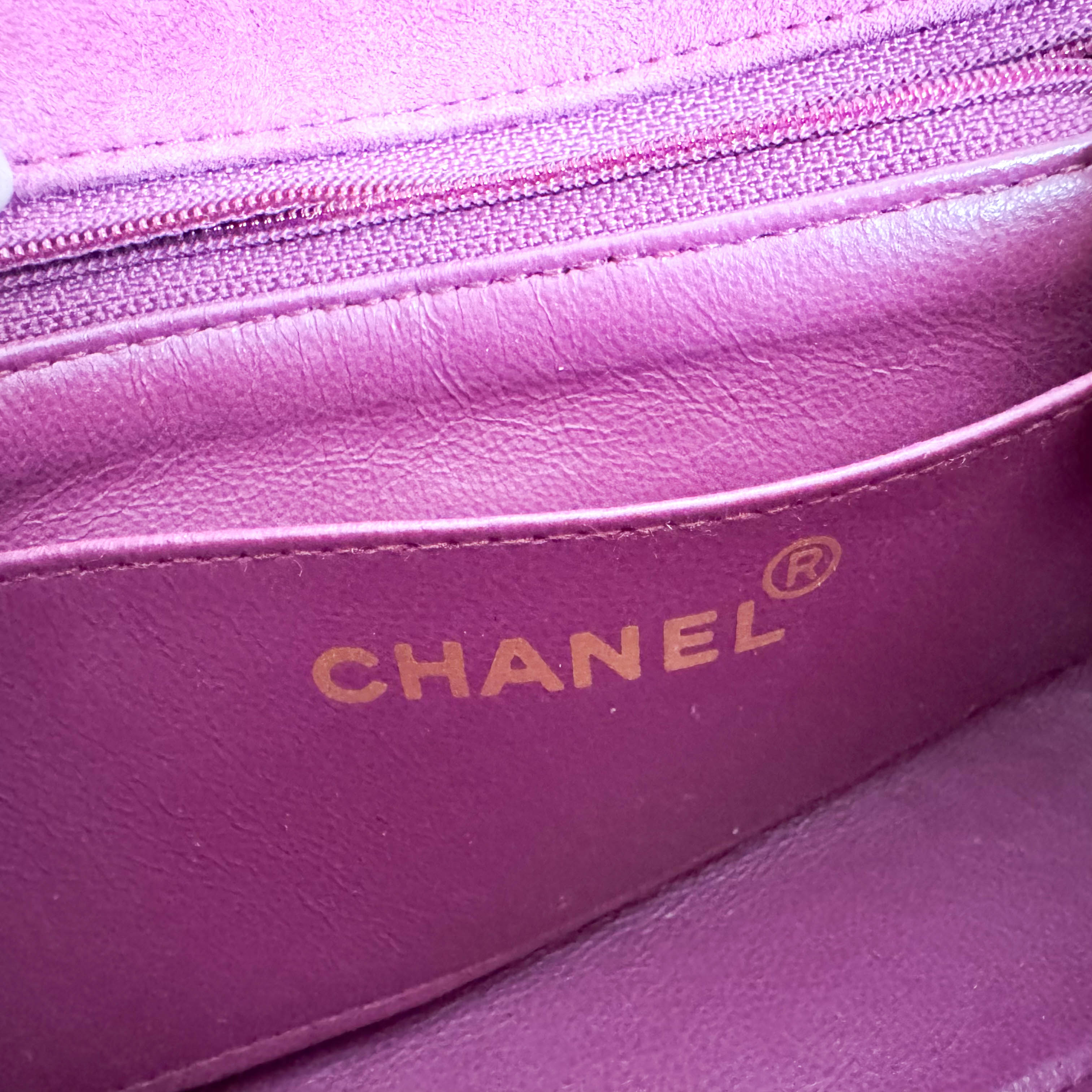 Diana Purple Suede Quilted Single Flap Bijoux Chain Shoulder Bag