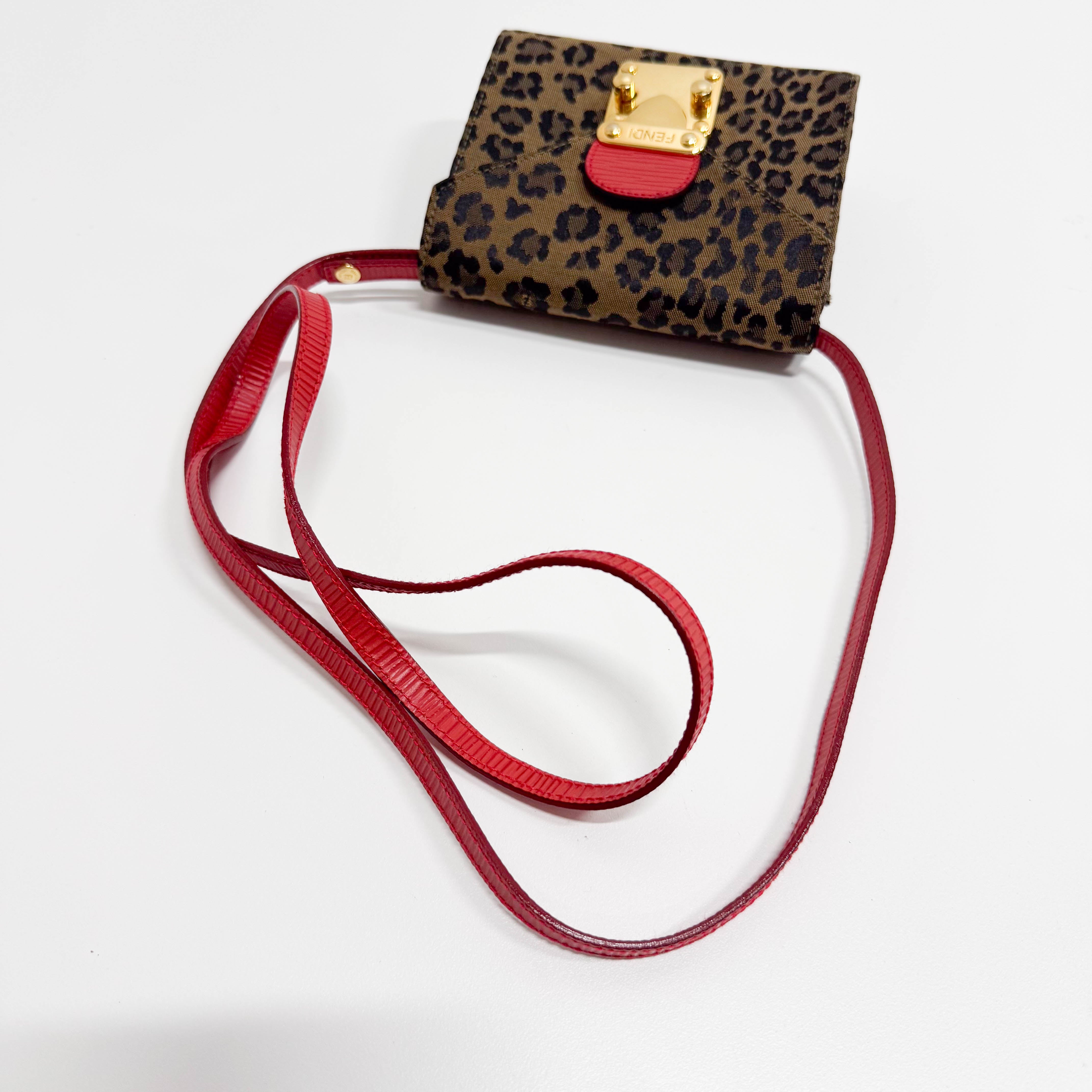 Brown Jaguar Print Canvas Mini Shoulder Bag