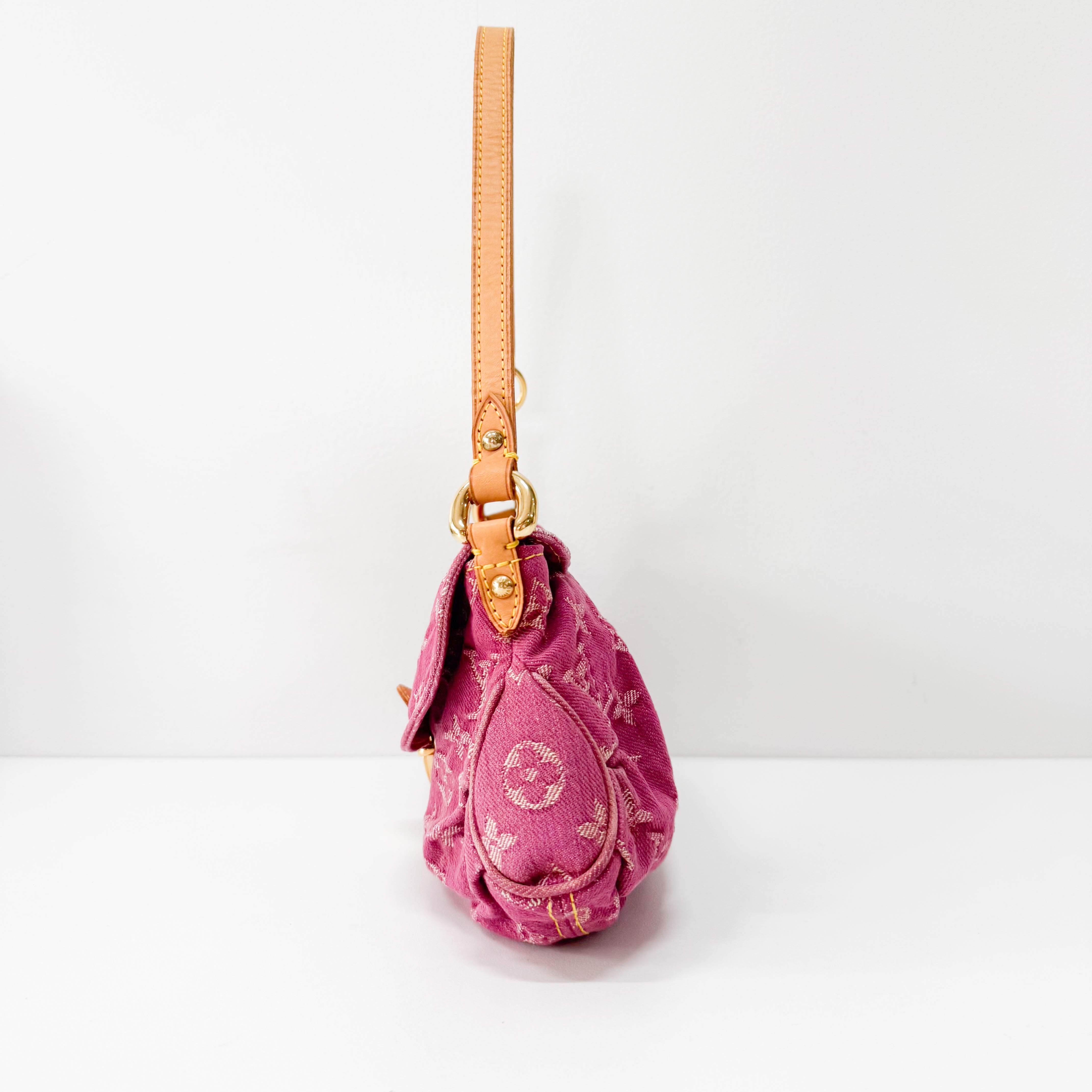 Mini Pleaty Pink Denim Shoulder Bag