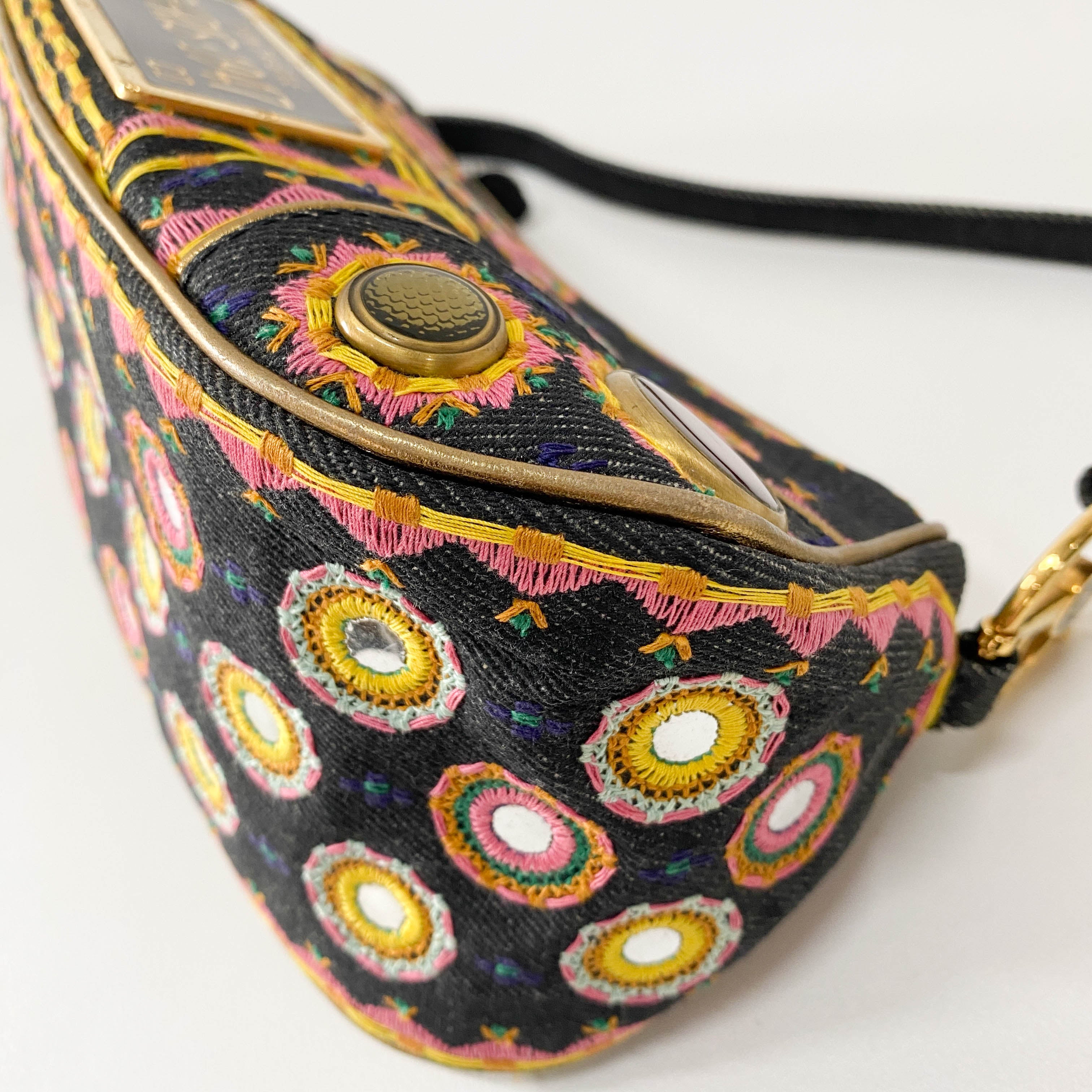 Denim Embroidered Cadillac Shoulder Bag