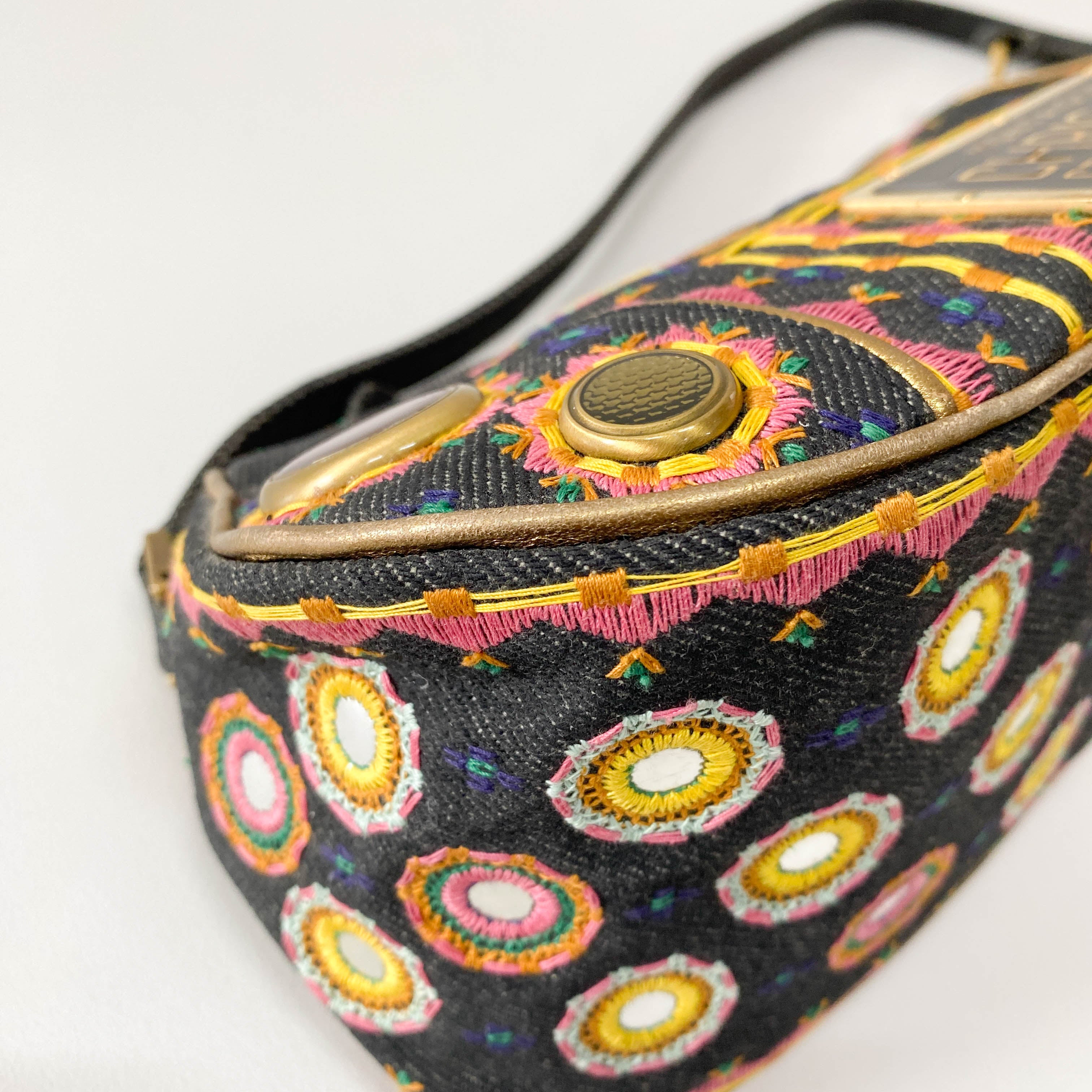 Denim Embroidered Cadillac Shoulder Bag