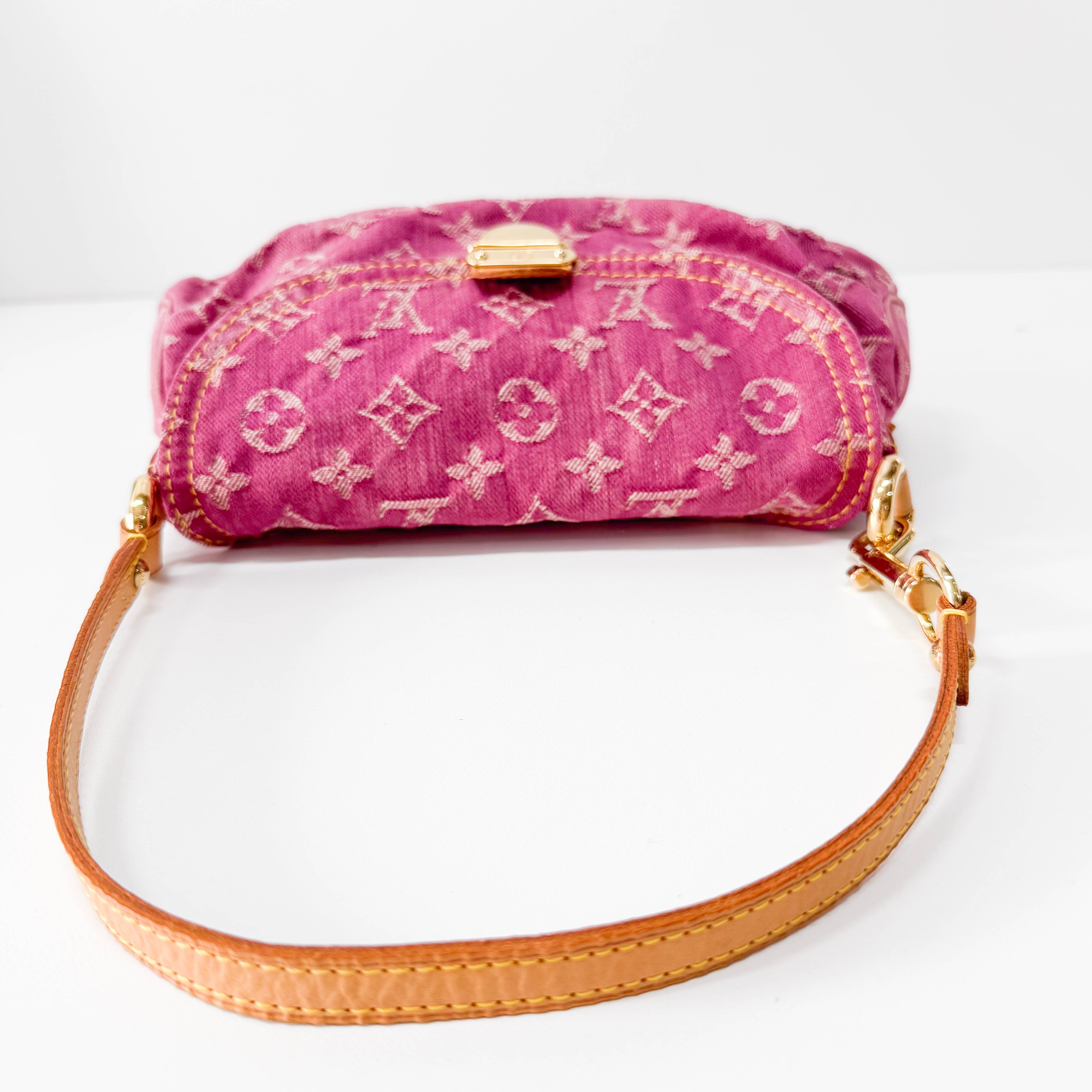Mini Pleaty Pink Denim Shoulder Bag