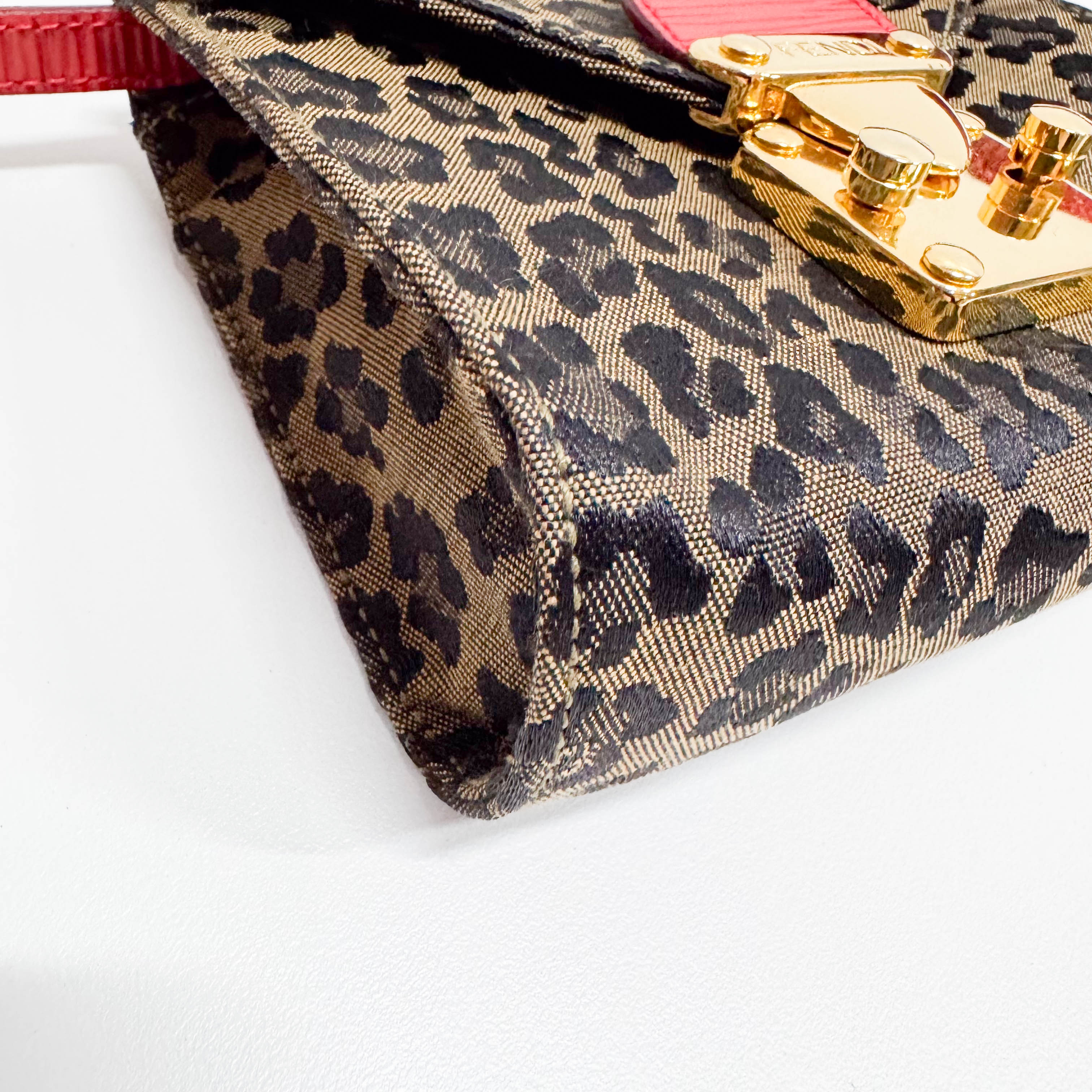 Brown Jaguar Print Canvas Mini Shoulder Bag