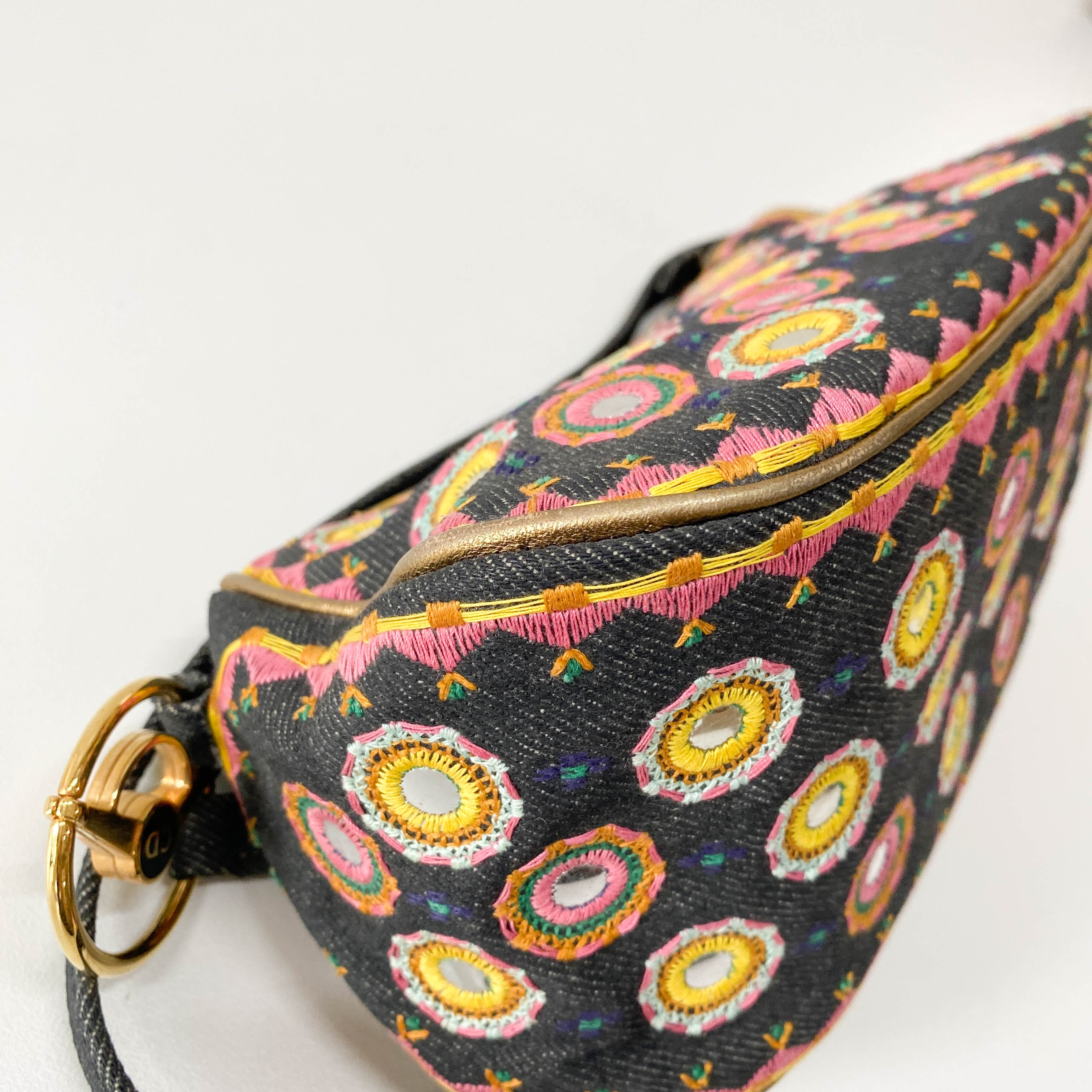 Denim Embroidered Cadillac Shoulder Bag