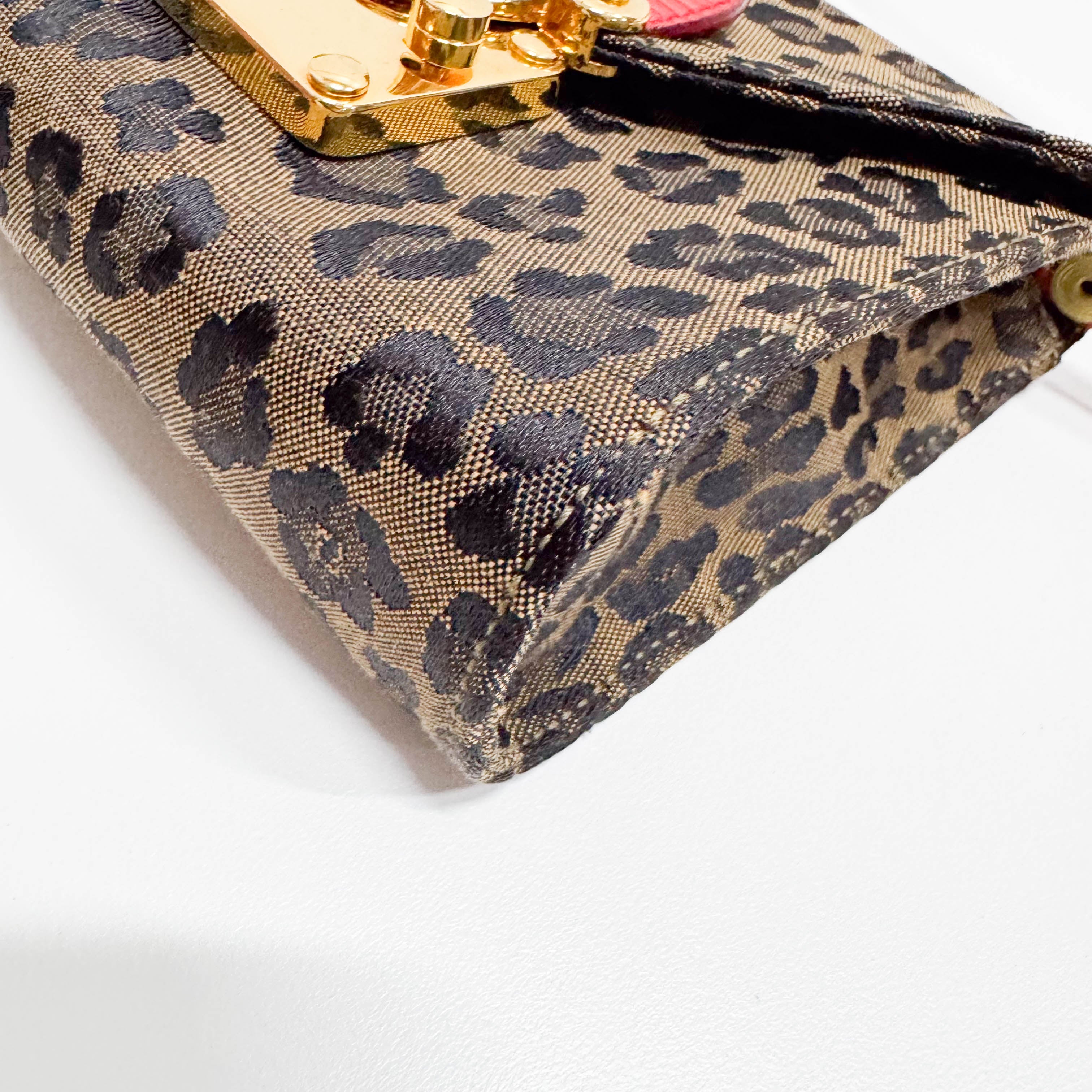 Brown Jaguar Print Canvas Mini Shoulder Bag