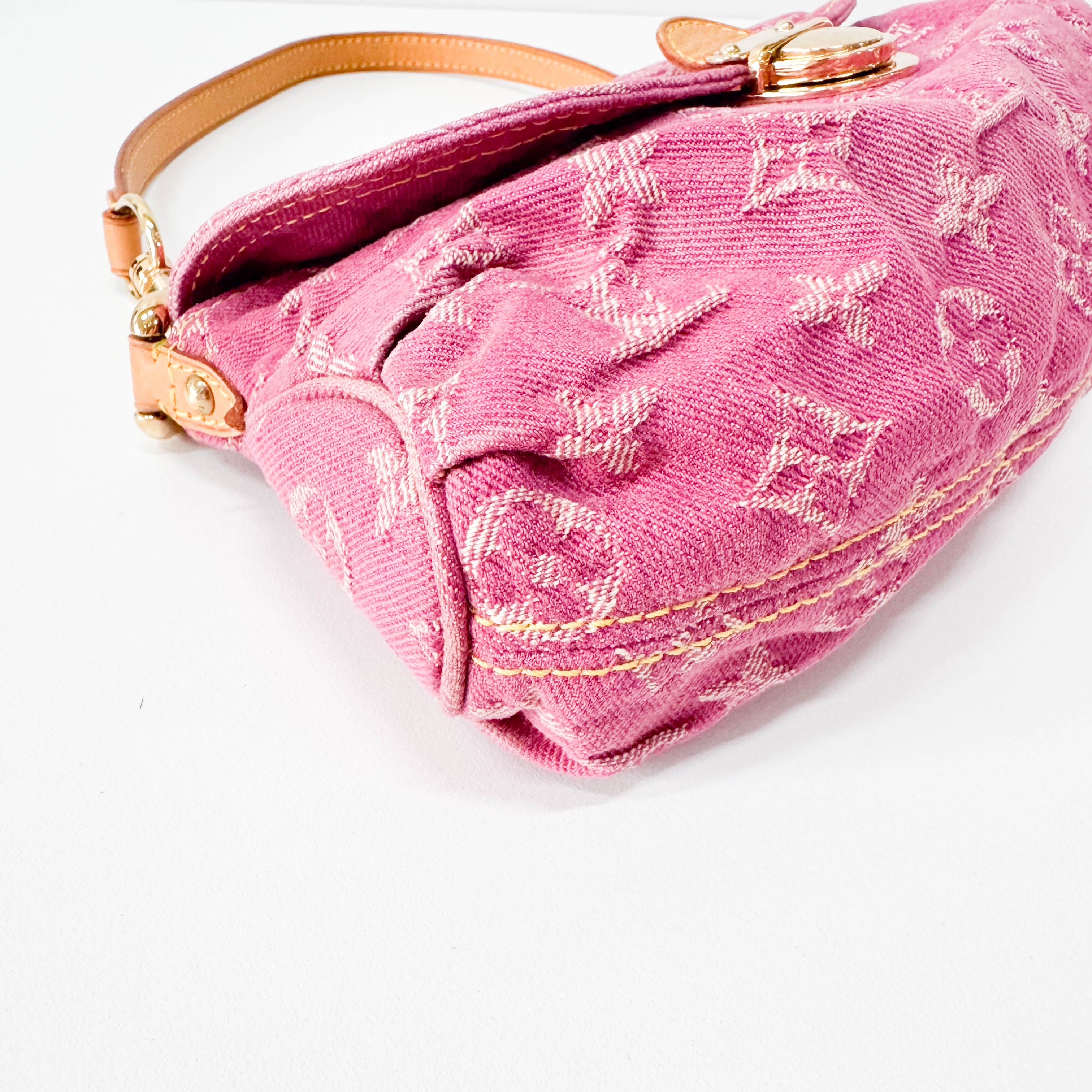 Mini Pleaty Pink Denim Shoulder Bag