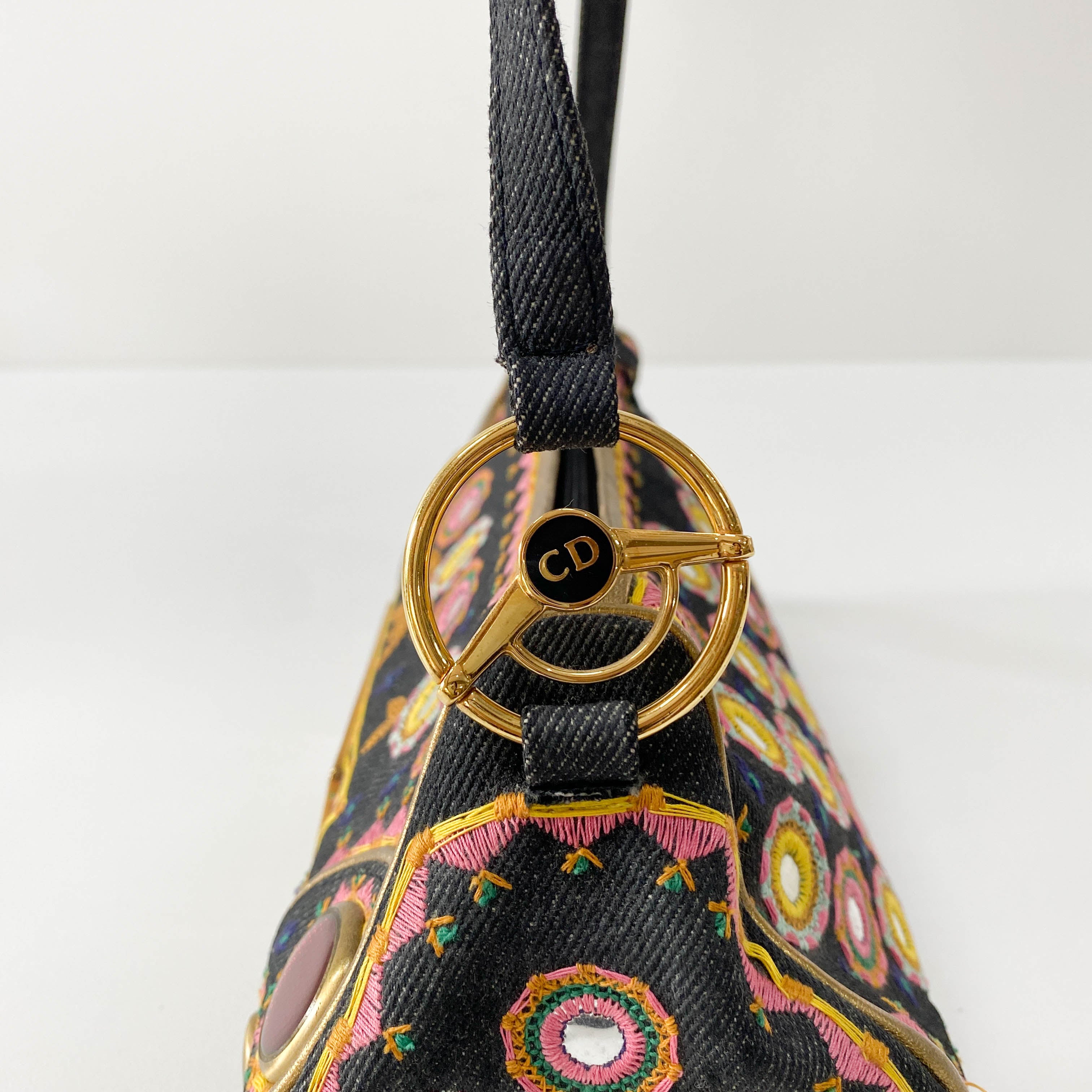 Denim Embroidered Cadillac Shoulder Bag