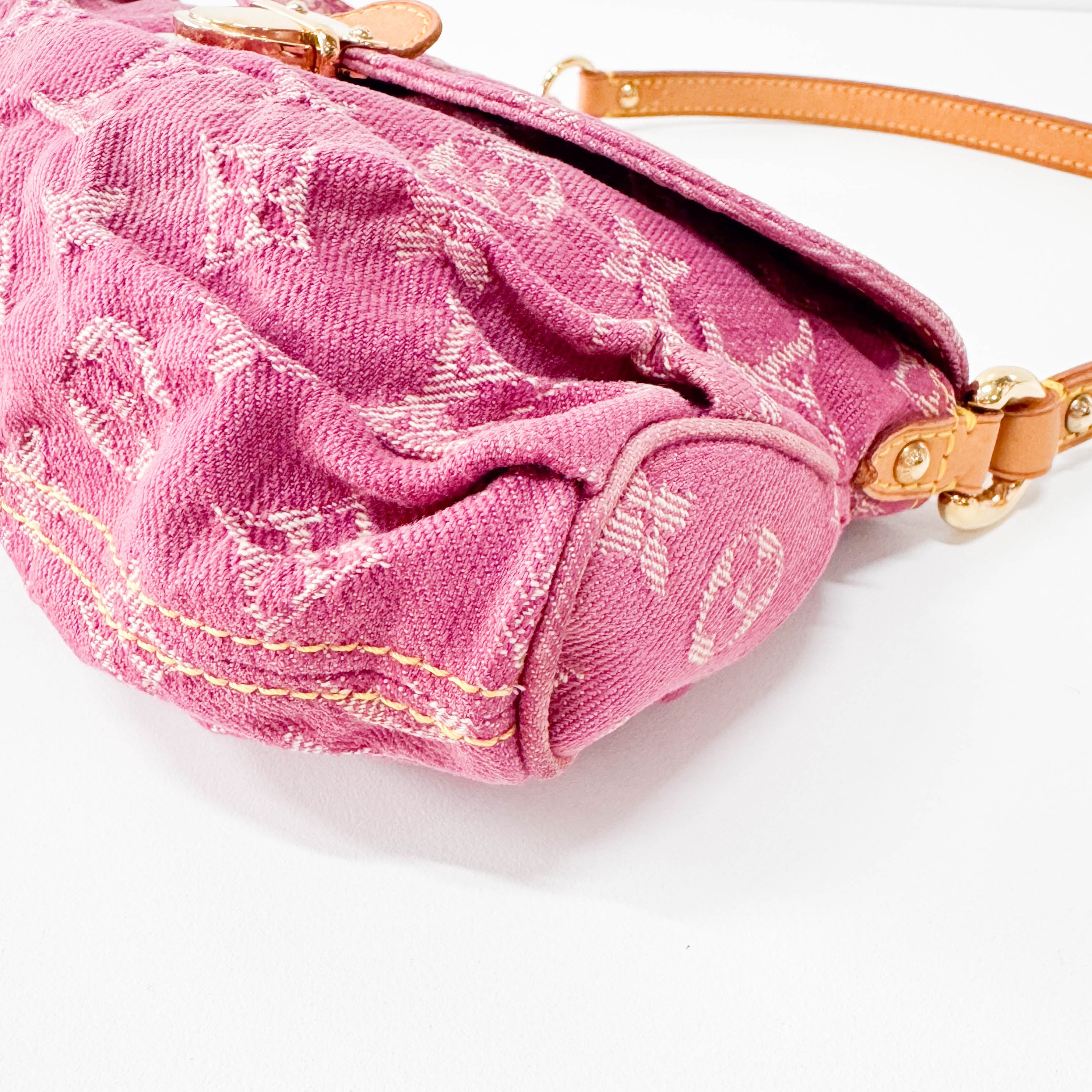 Mini Pleaty Pink Denim Shoulder Bag