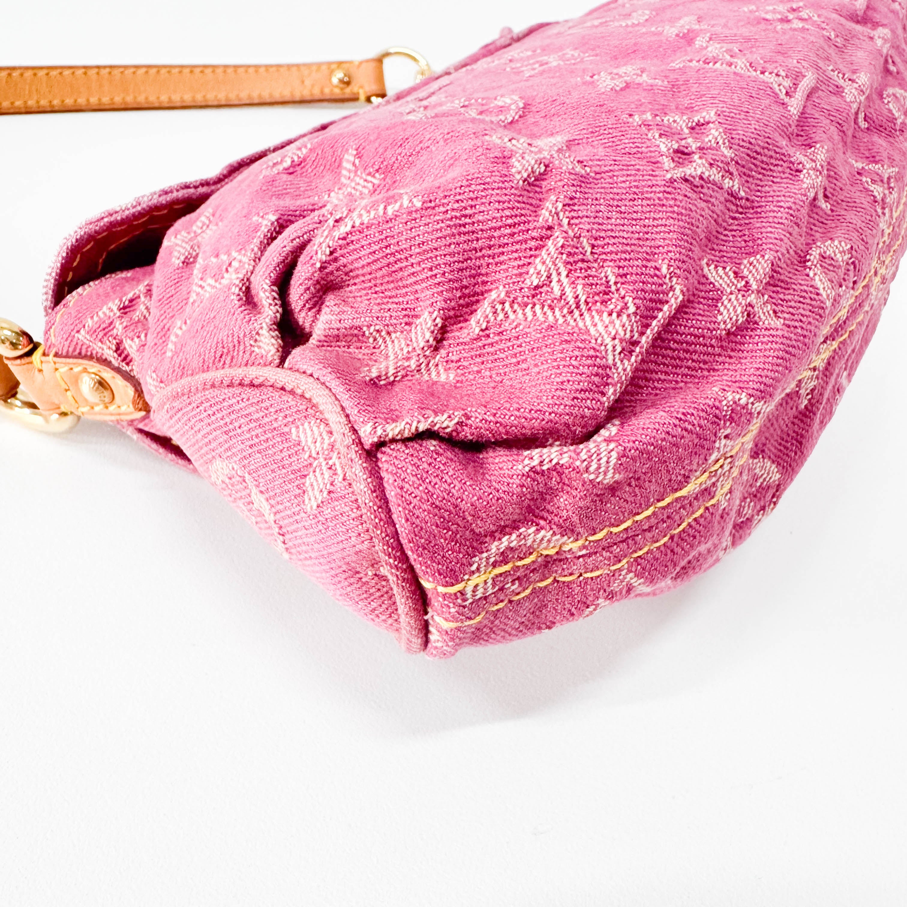 Mini Pleaty Pink Denim Shoulder Bag