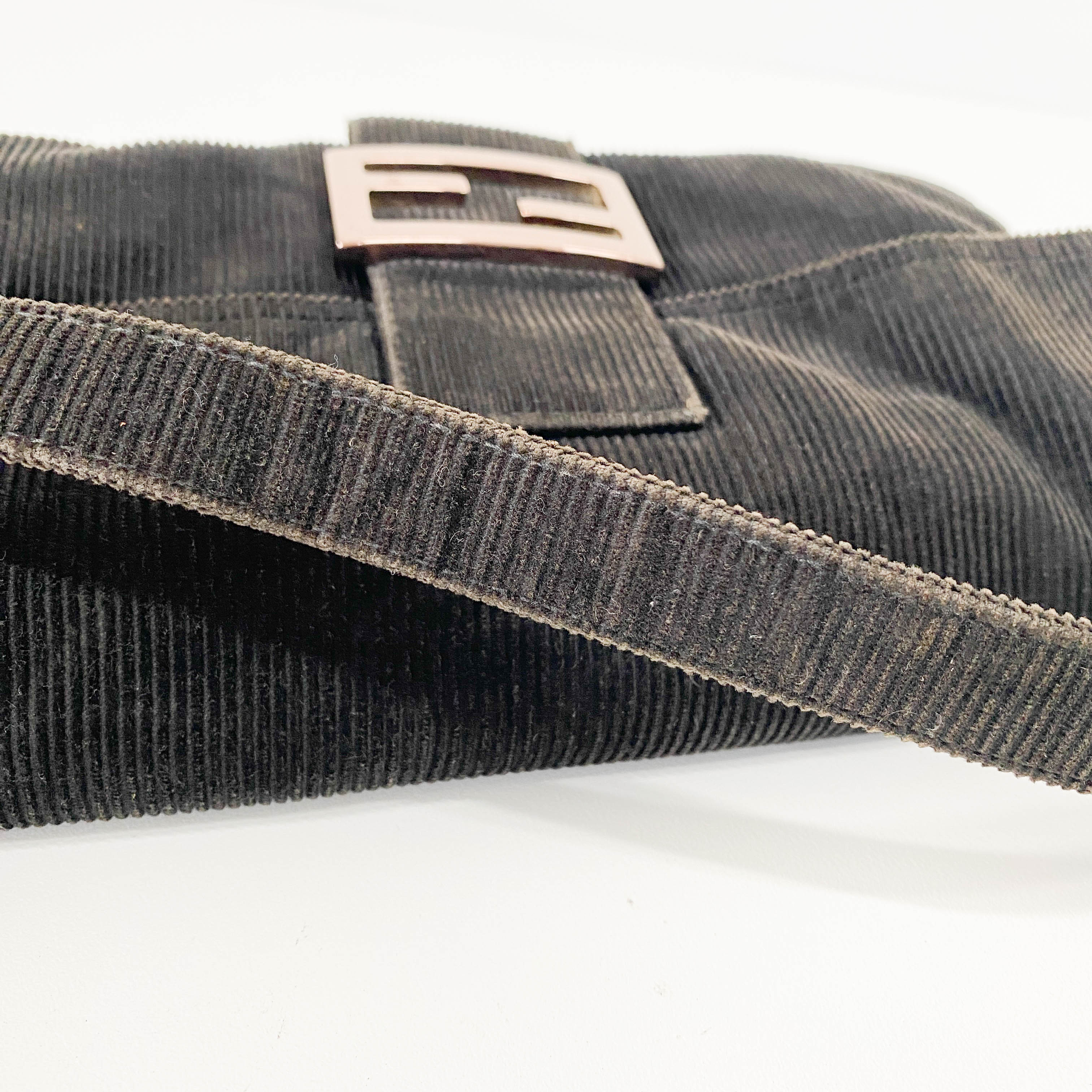 Baguette Black Corduroy Shoulder Bag