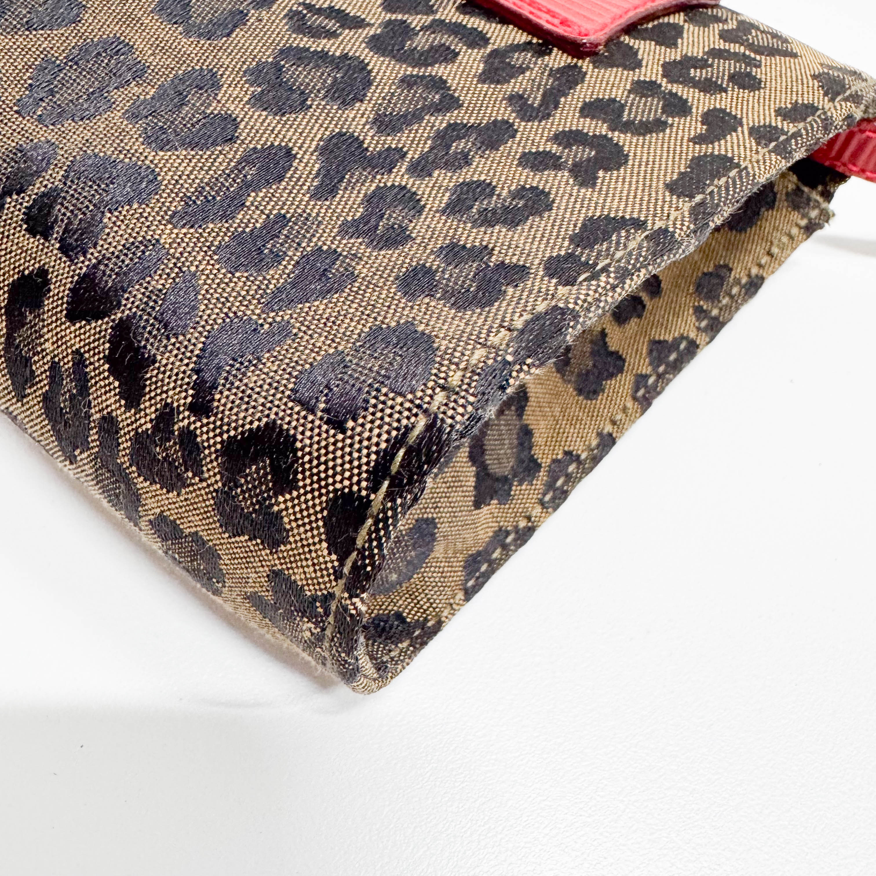 Brown Jaguar Print Canvas Mini Shoulder Bag