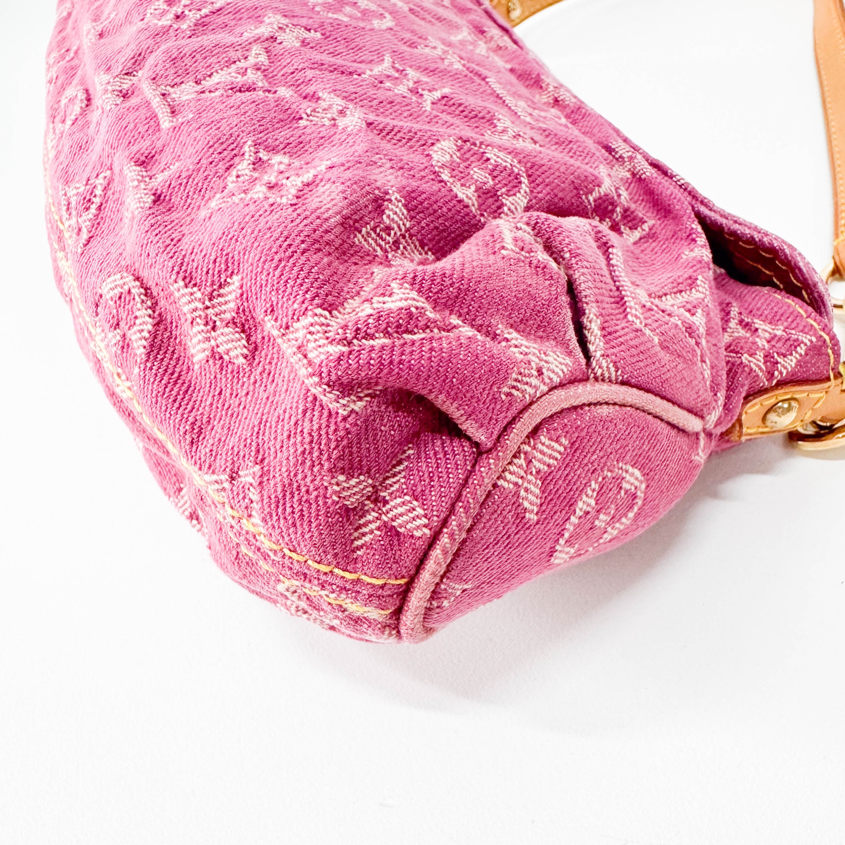 Mini Pleaty Pink Denim Shoulder Bag