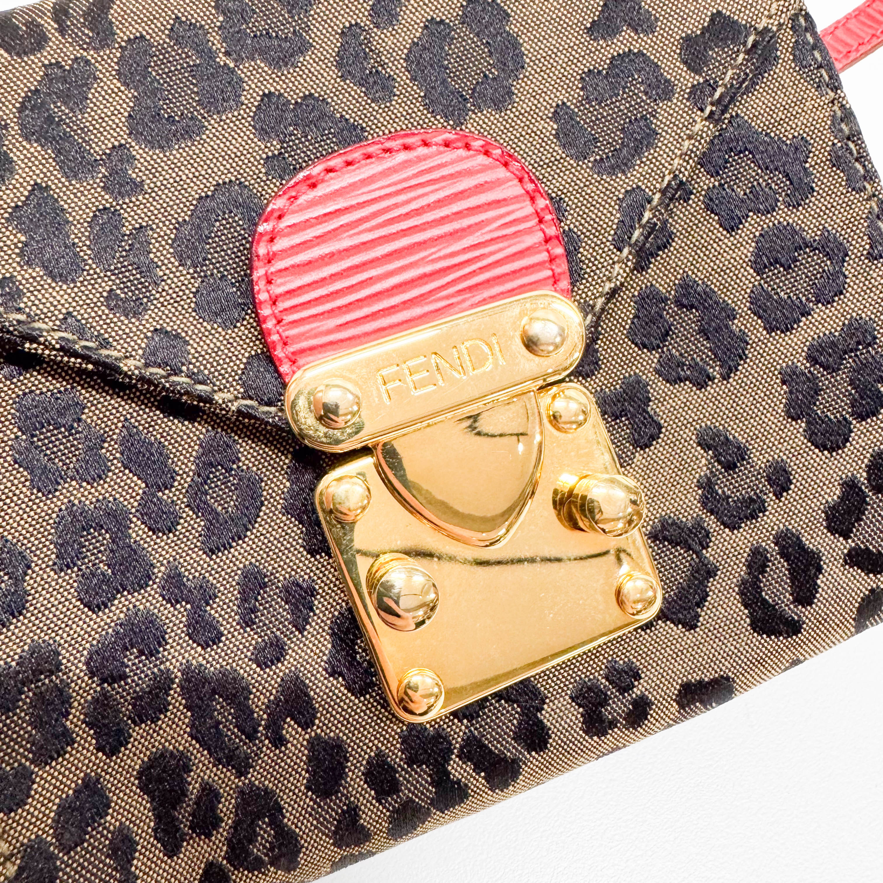 Brown Jaguar Print Canvas Mini Shoulder Bag