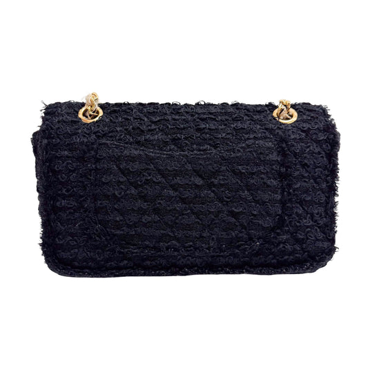 Timeless Classic Flap Black Tweed Matelasse Shoulder Bag