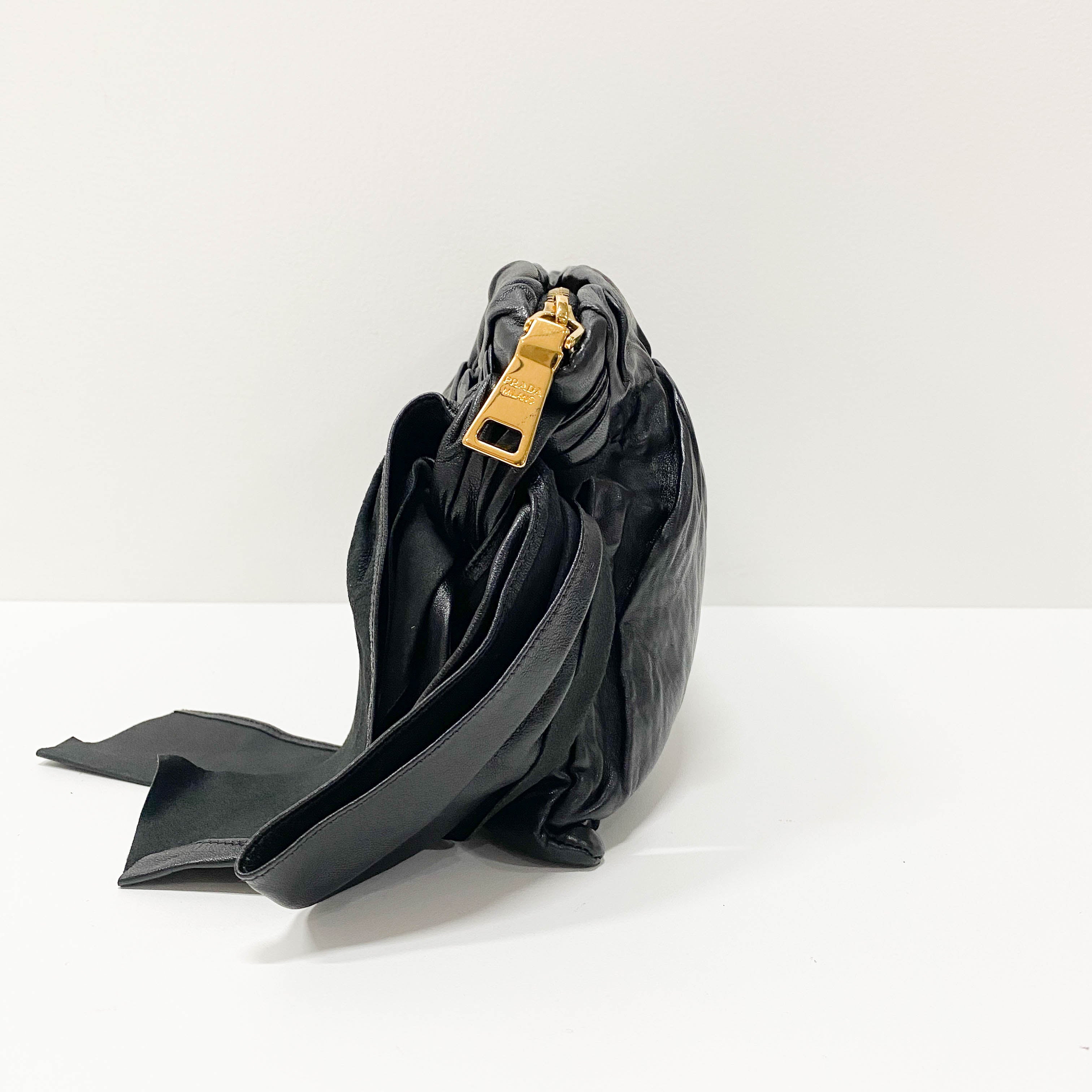 Black Leather Clutch Bag