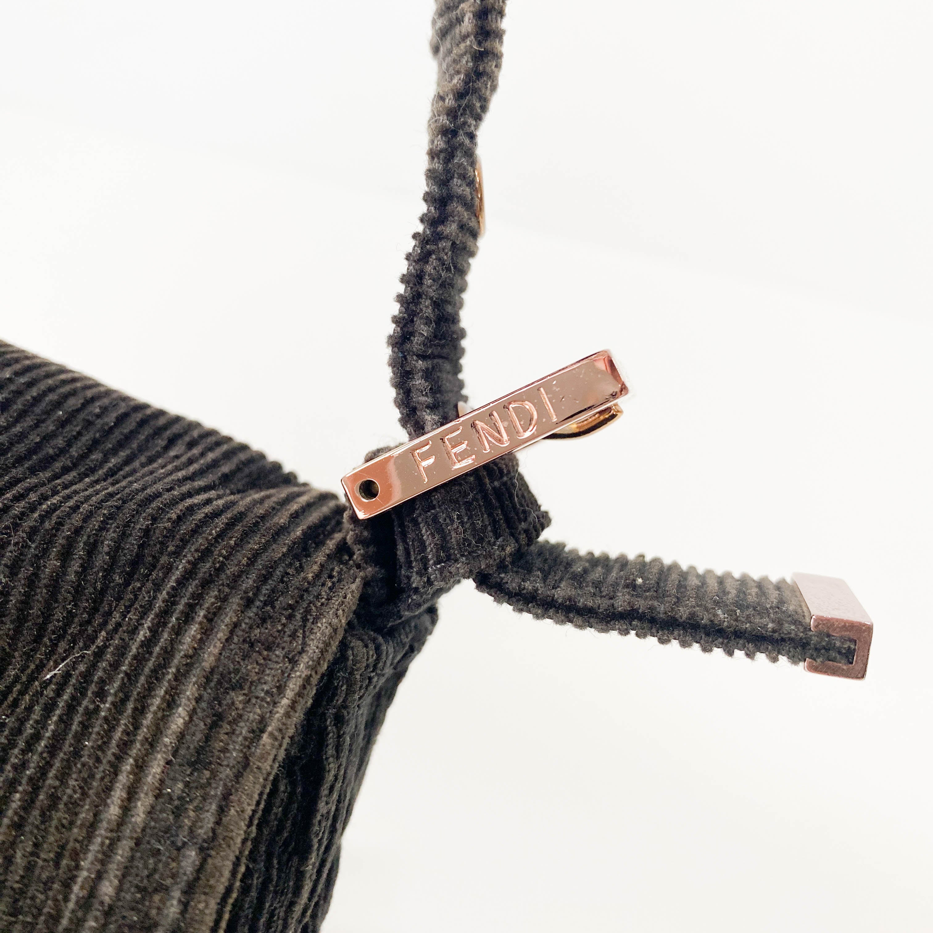 Baguette Black Corduroy Shoulder Bag