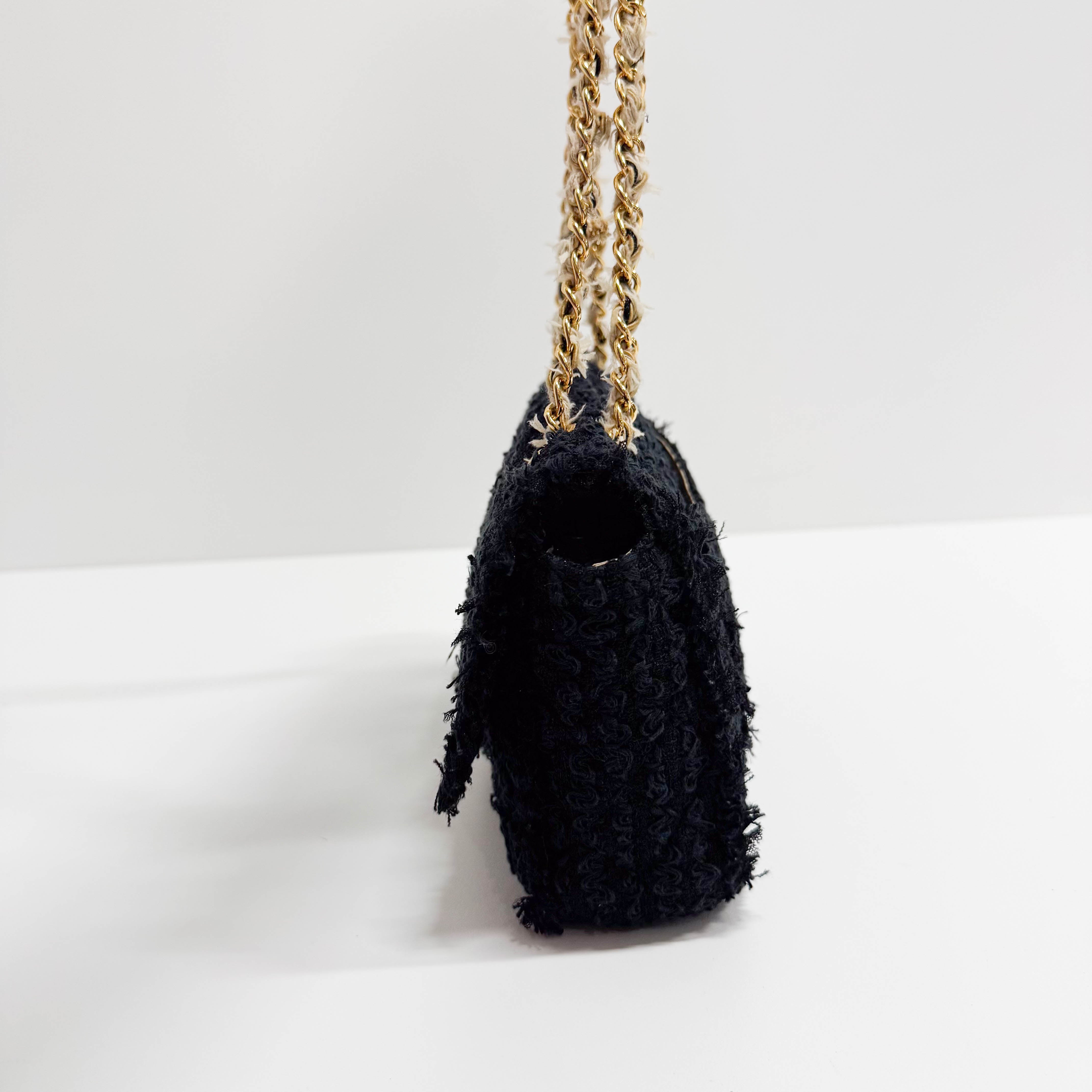 Timeless Classic Flap Black Tweed Matelasse Shoulder Bag