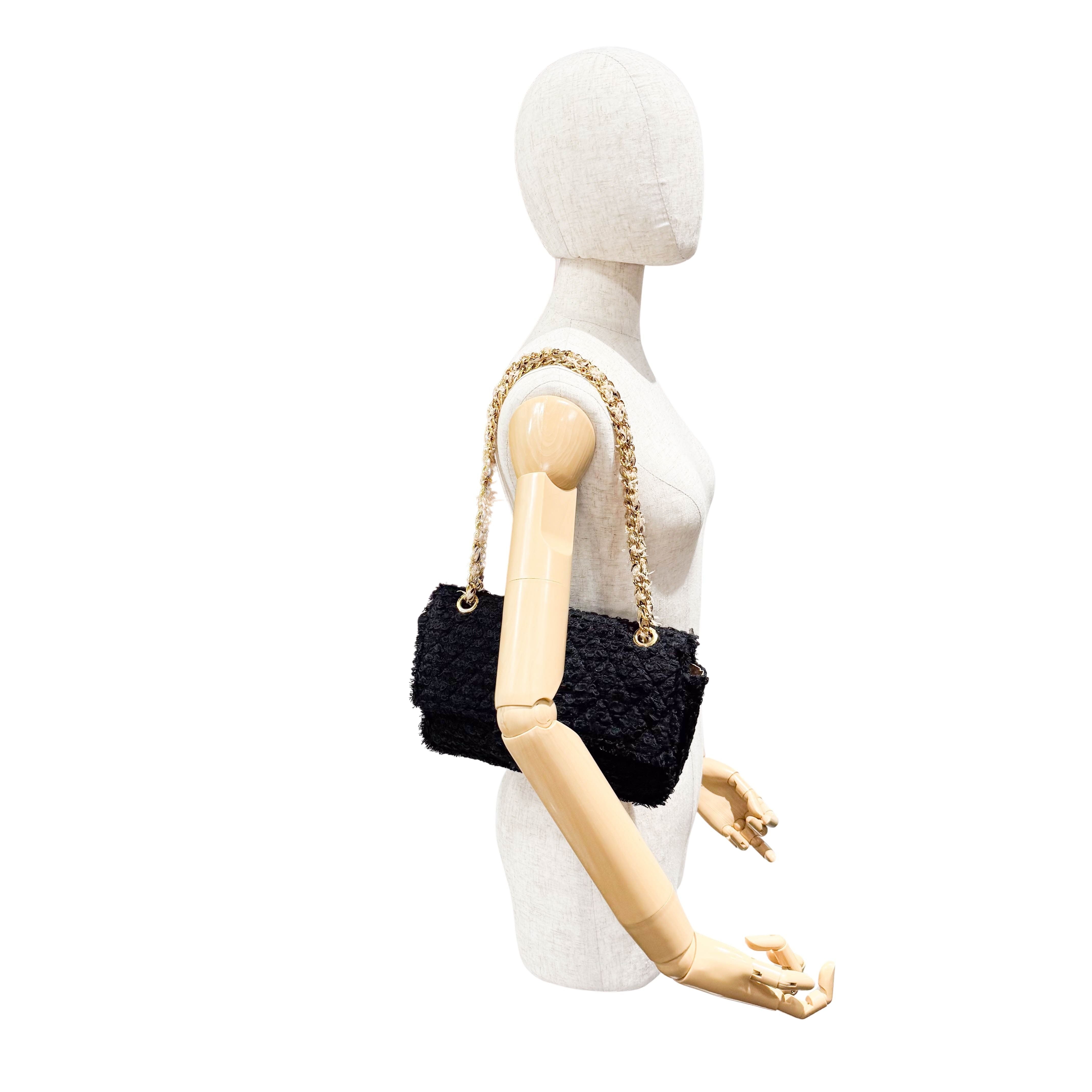 Timeless Classic Flap Black Tweed Matelasse Shoulder Bag