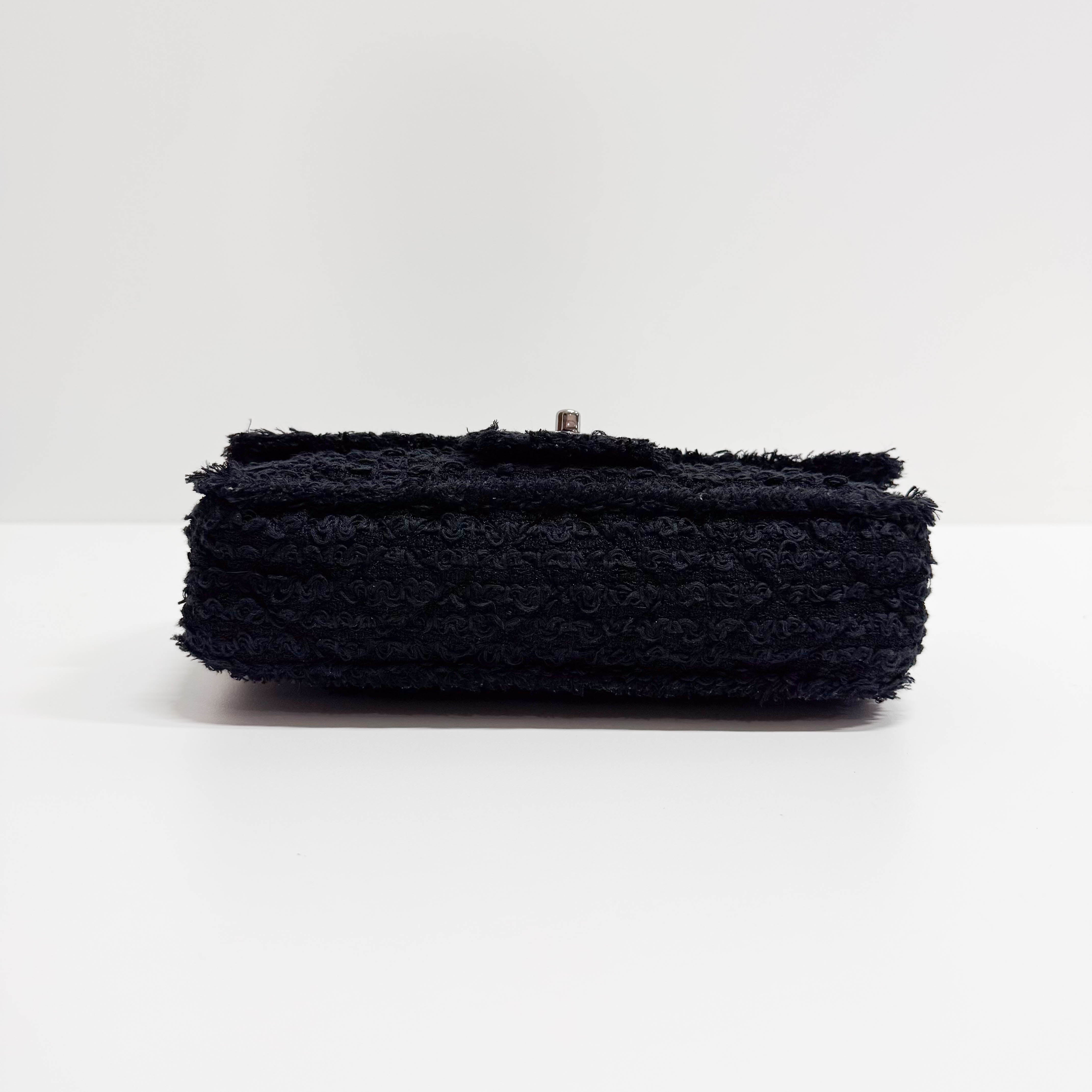 Timeless Classic Flap Black Tweed Matelasse Shoulder Bag