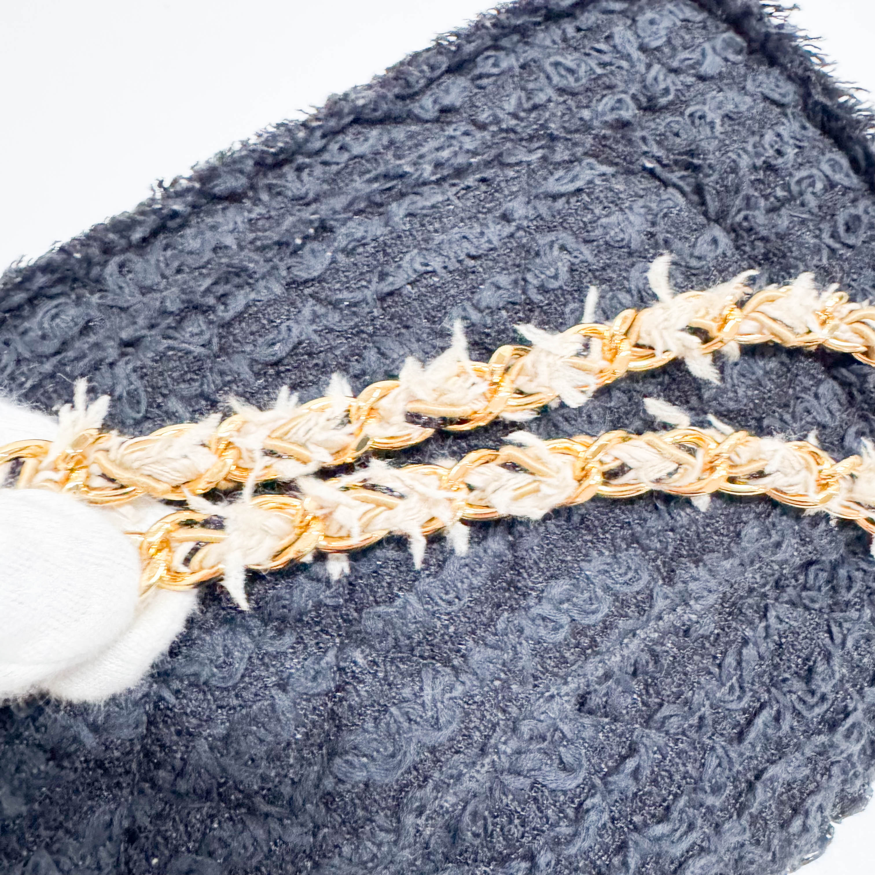 Timeless Classic Flap Black Tweed Matelasse Shoulder Bag