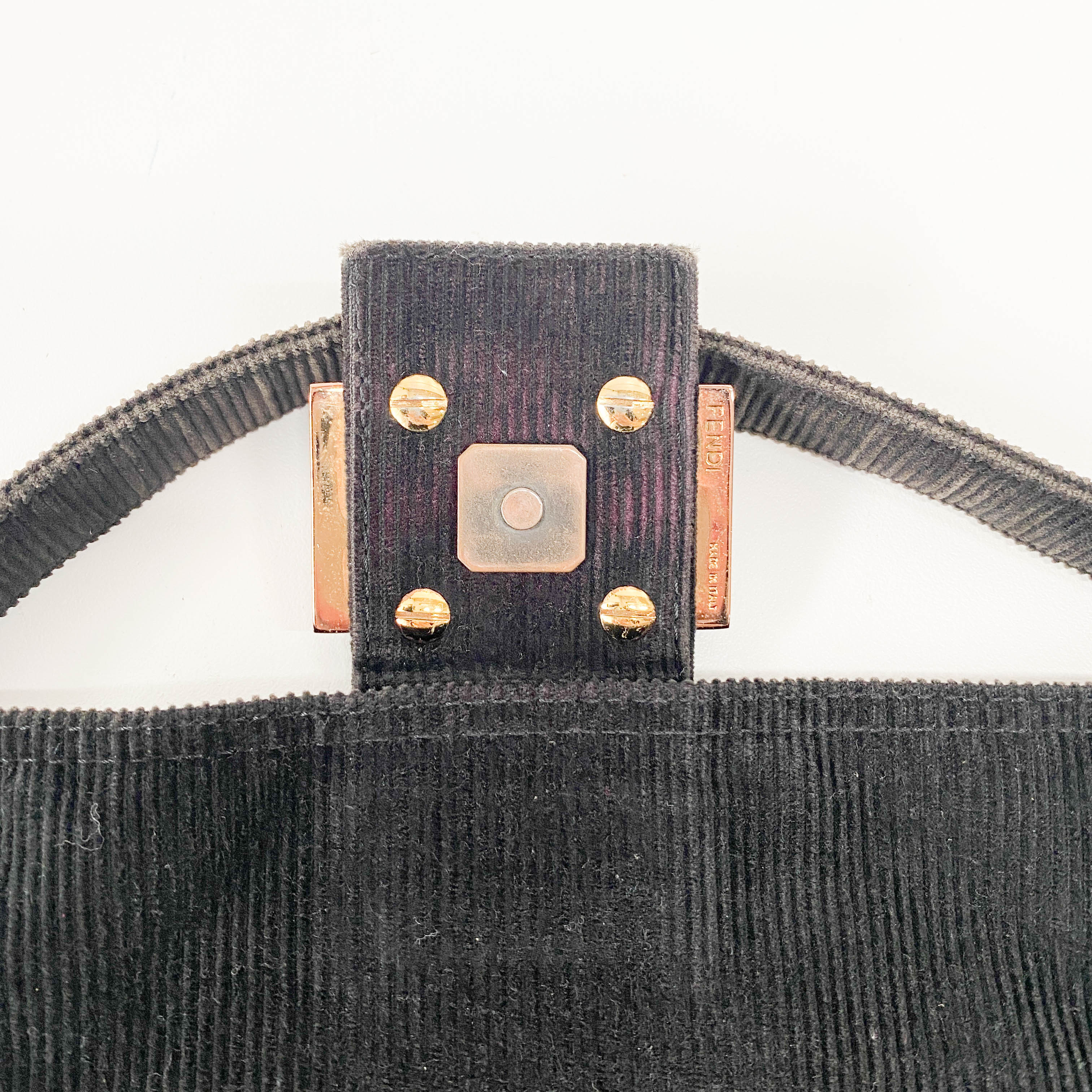 Baguette Black Corduroy Shoulder Bag