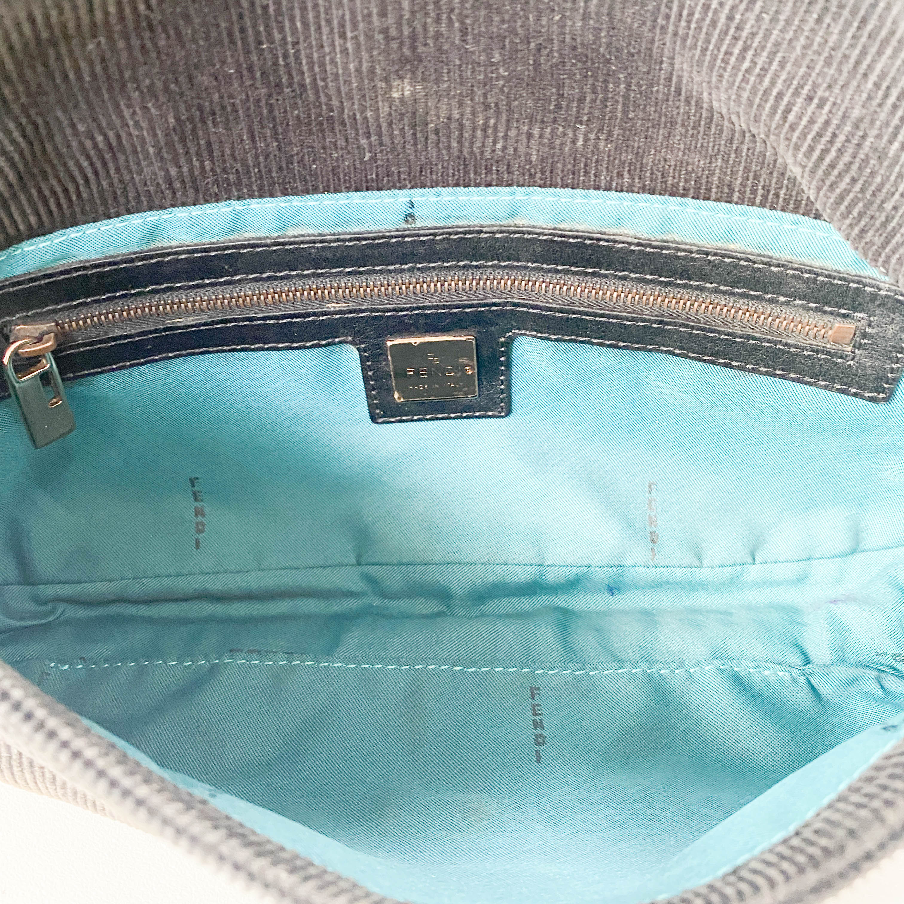 Baguette Black Corduroy Shoulder Bag