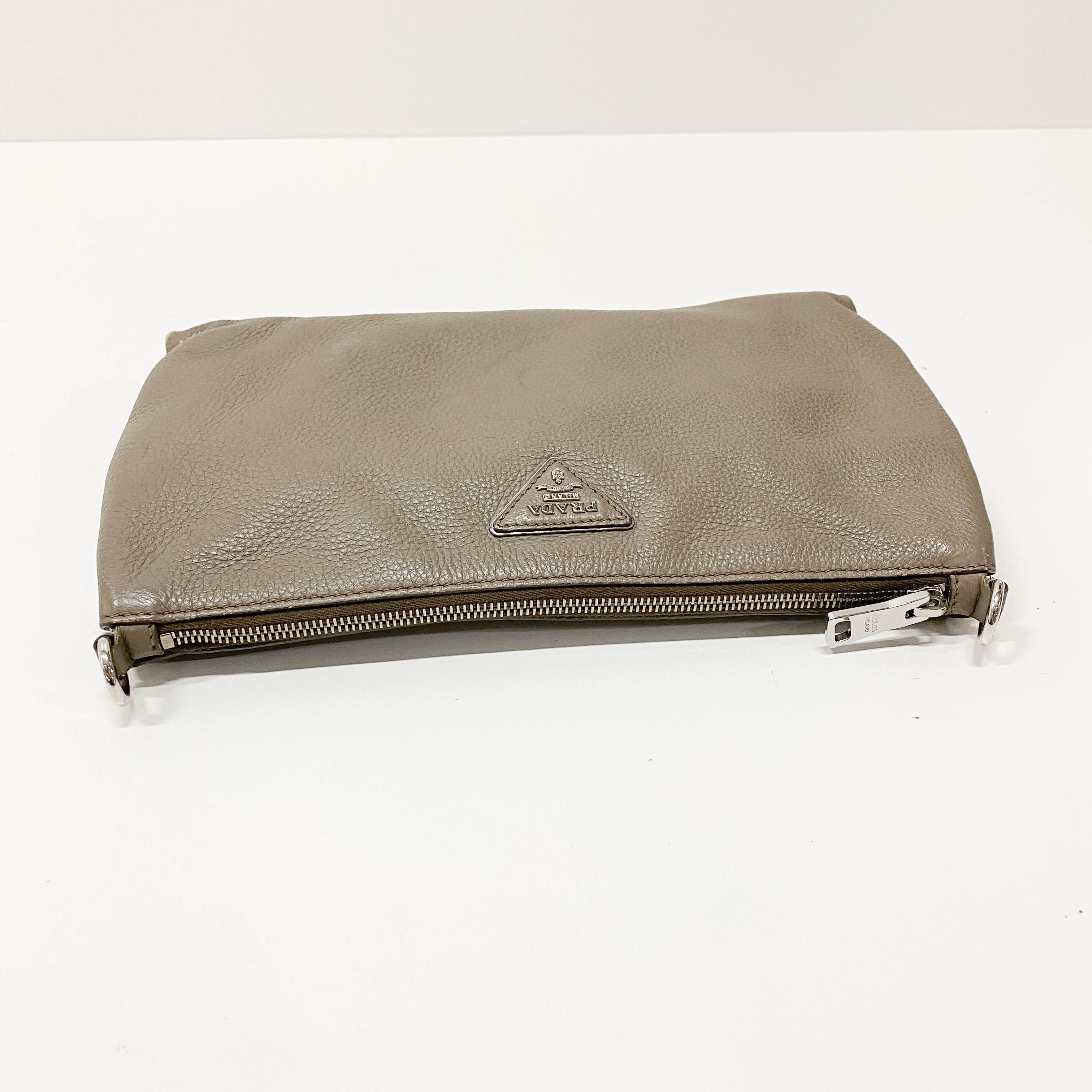 Vintage Grey Leather Crossbody Bag