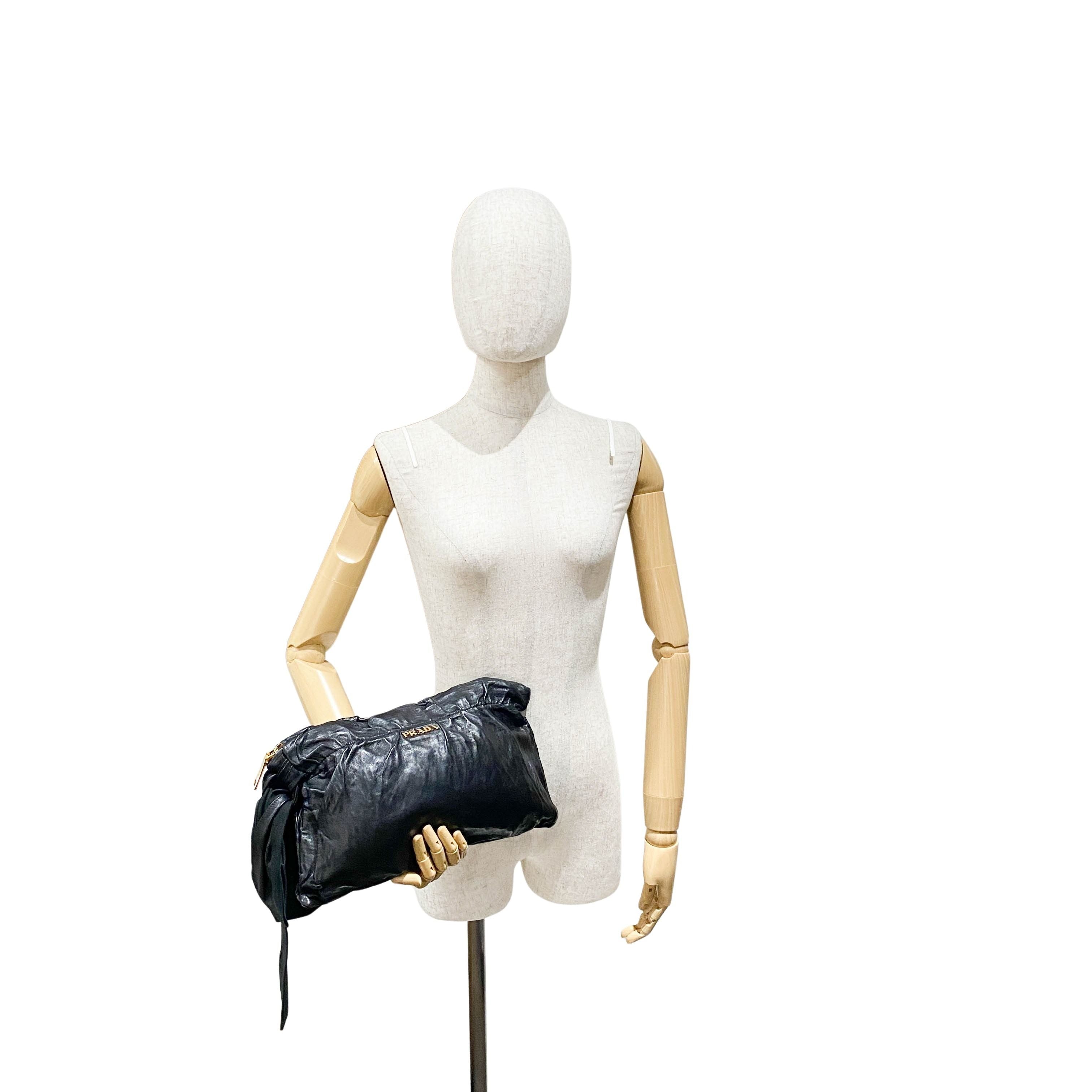 Black Leather Clutch Bag