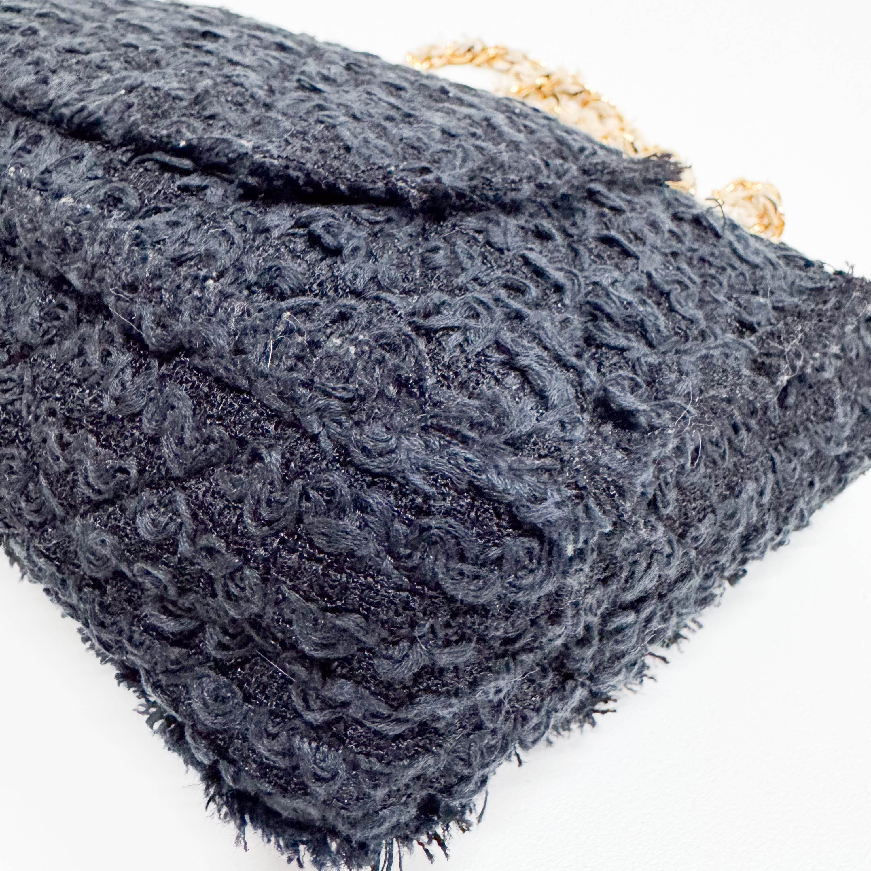 Timeless Classic Flap Black Tweed Matelasse Shoulder Bag