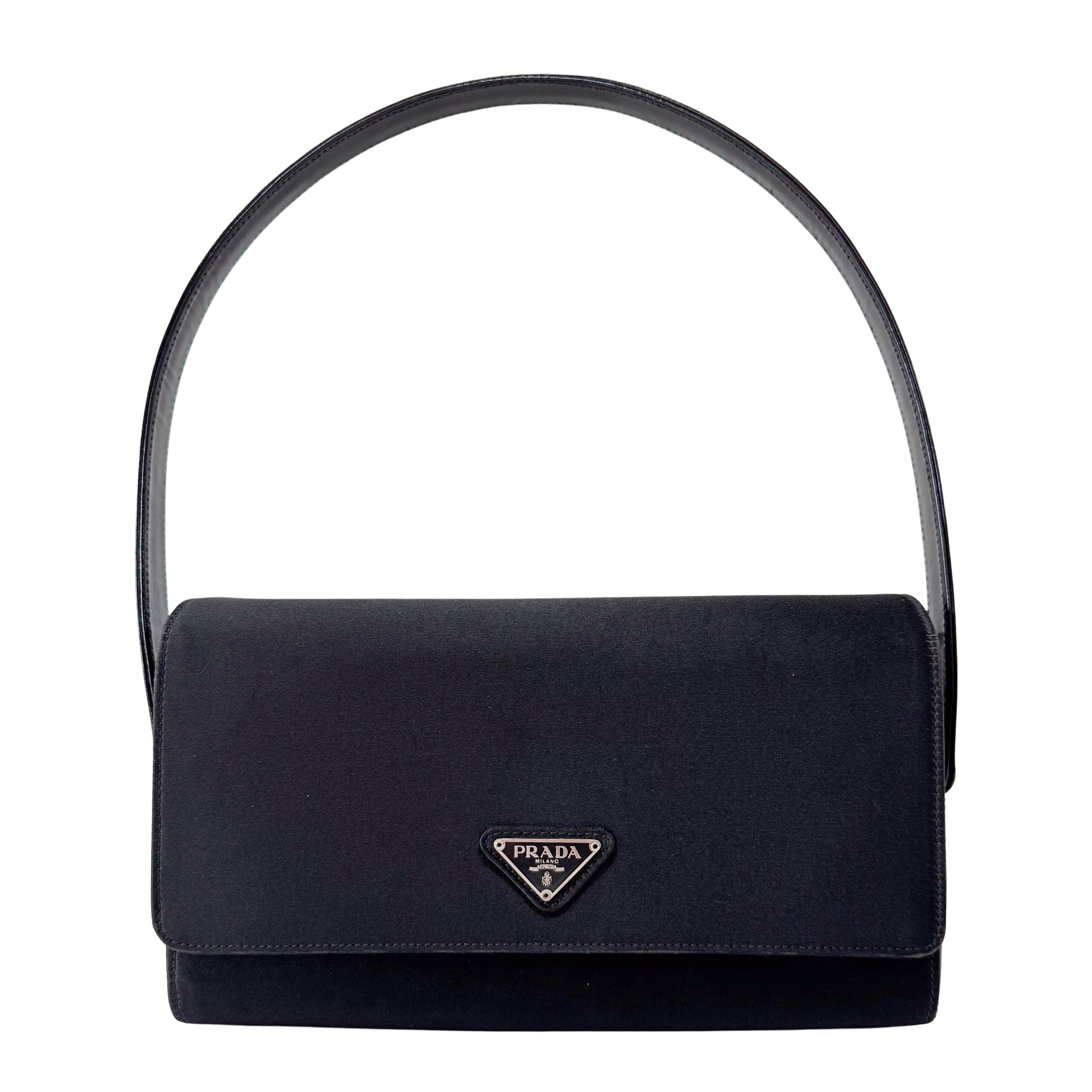 Black Satin Shoulder Bag