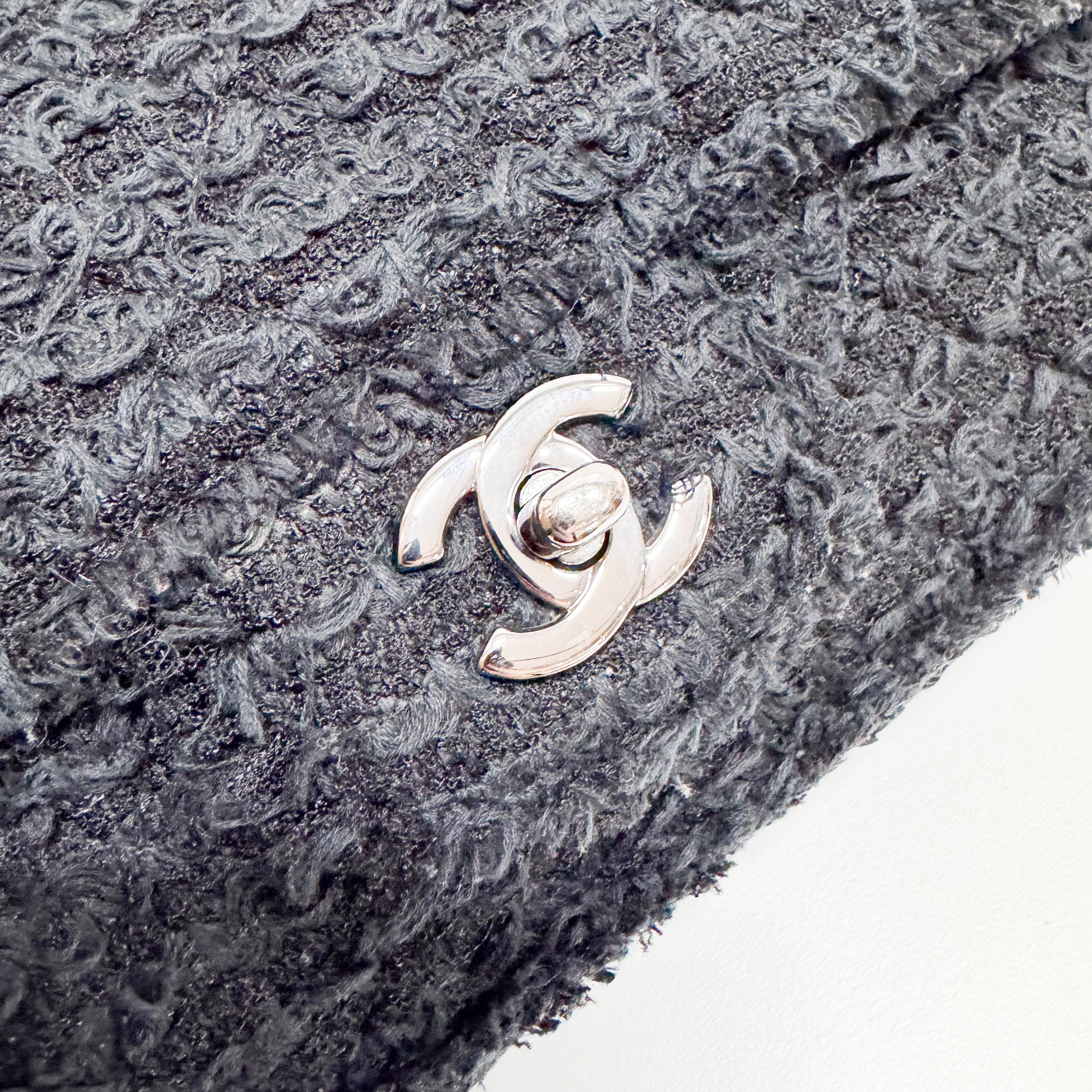 Timeless Classic Flap Black Tweed Matelasse Shoulder Bag