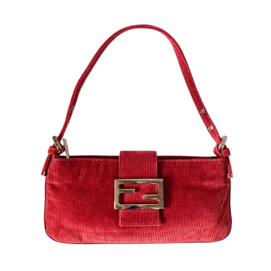 Small Burgundy Corduroy Shoulder Bag