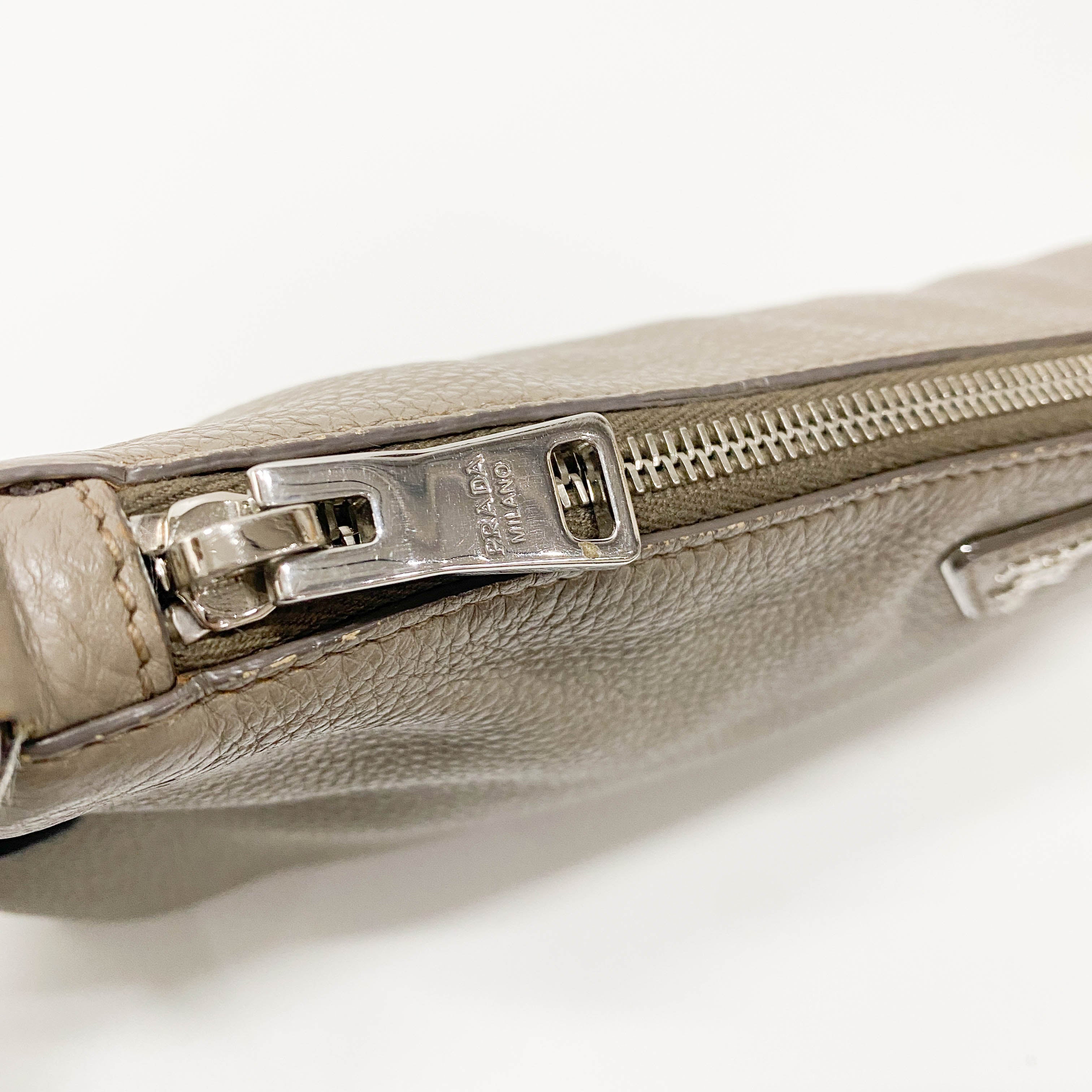 Vintage Grey Leather Crossbody Bag