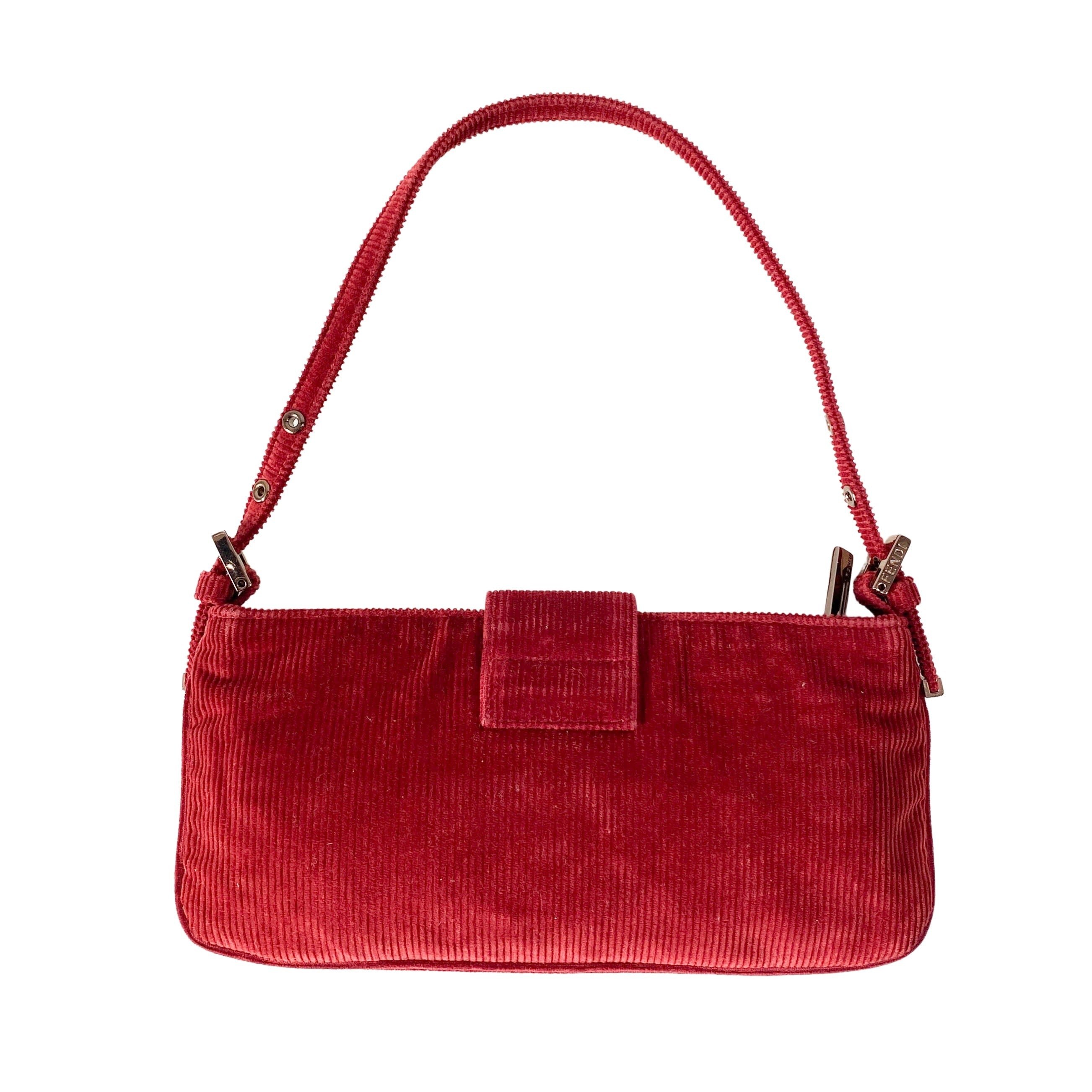 Small Burgundy Corduroy Shoulder Bag