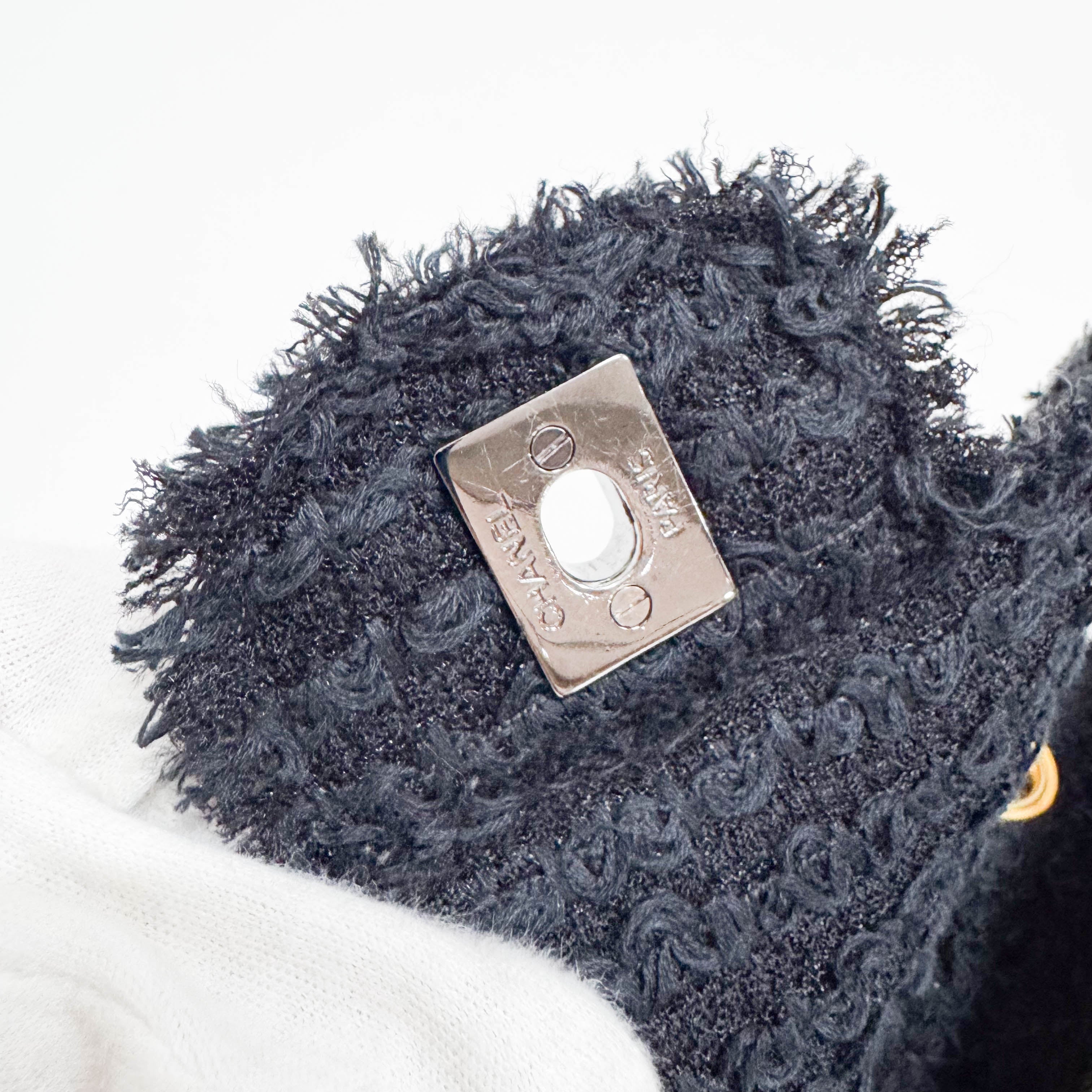 Timeless Classic Flap Black Tweed Matelasse Shoulder Bag